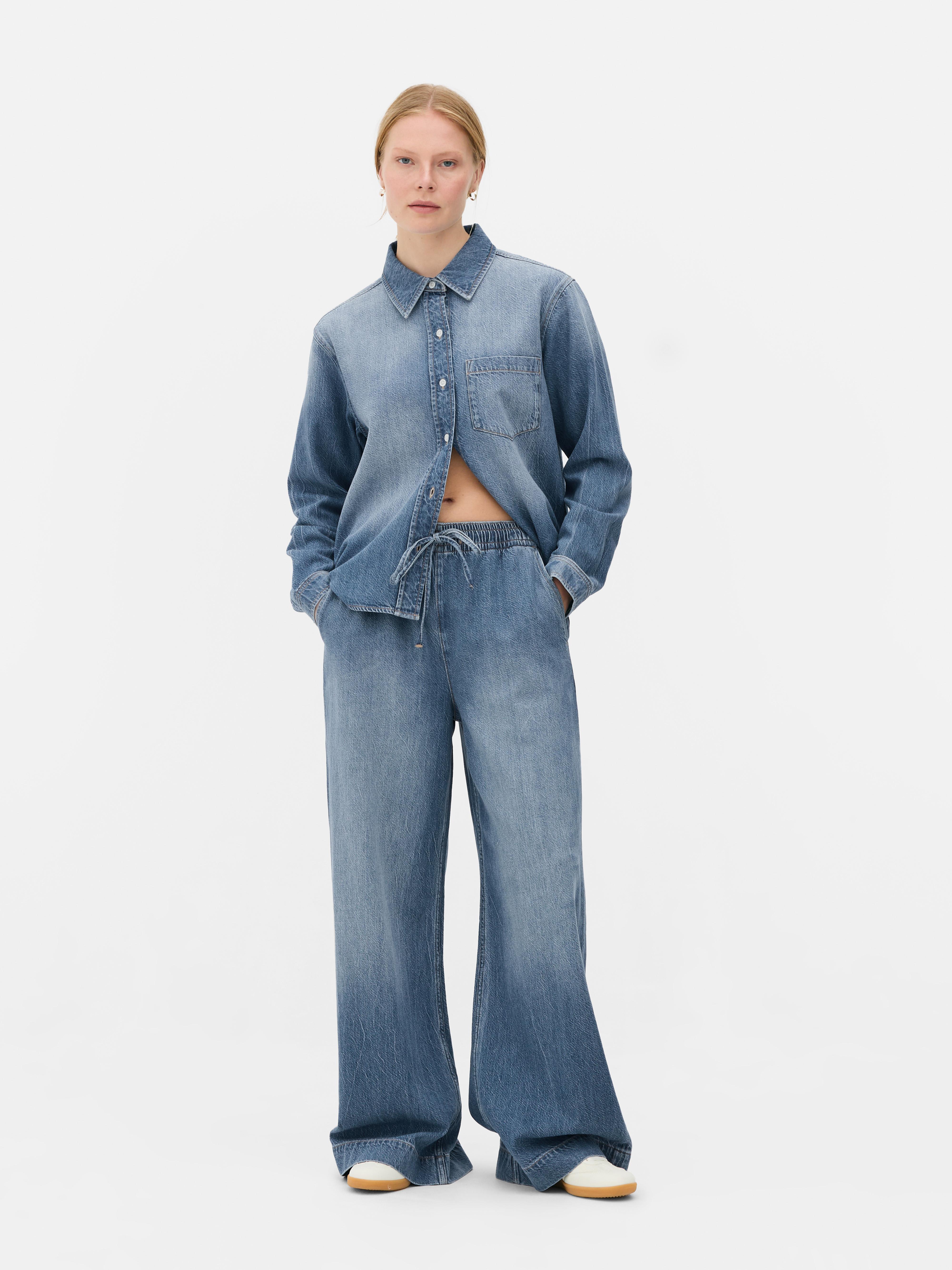 The Edit Drawstring Wide Leg Jeans