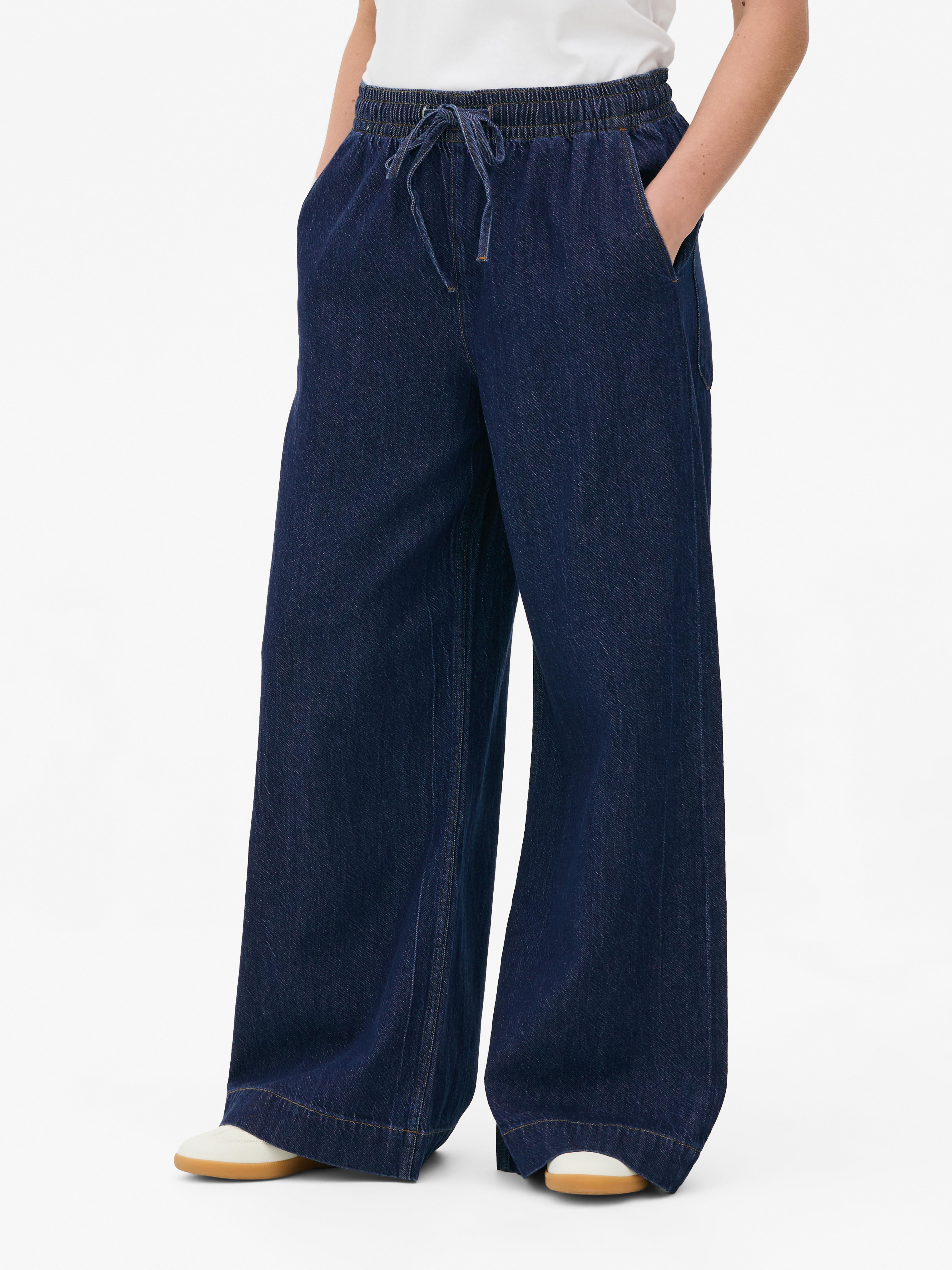 Jeans met wijde pijpen en trekkoord The Edit