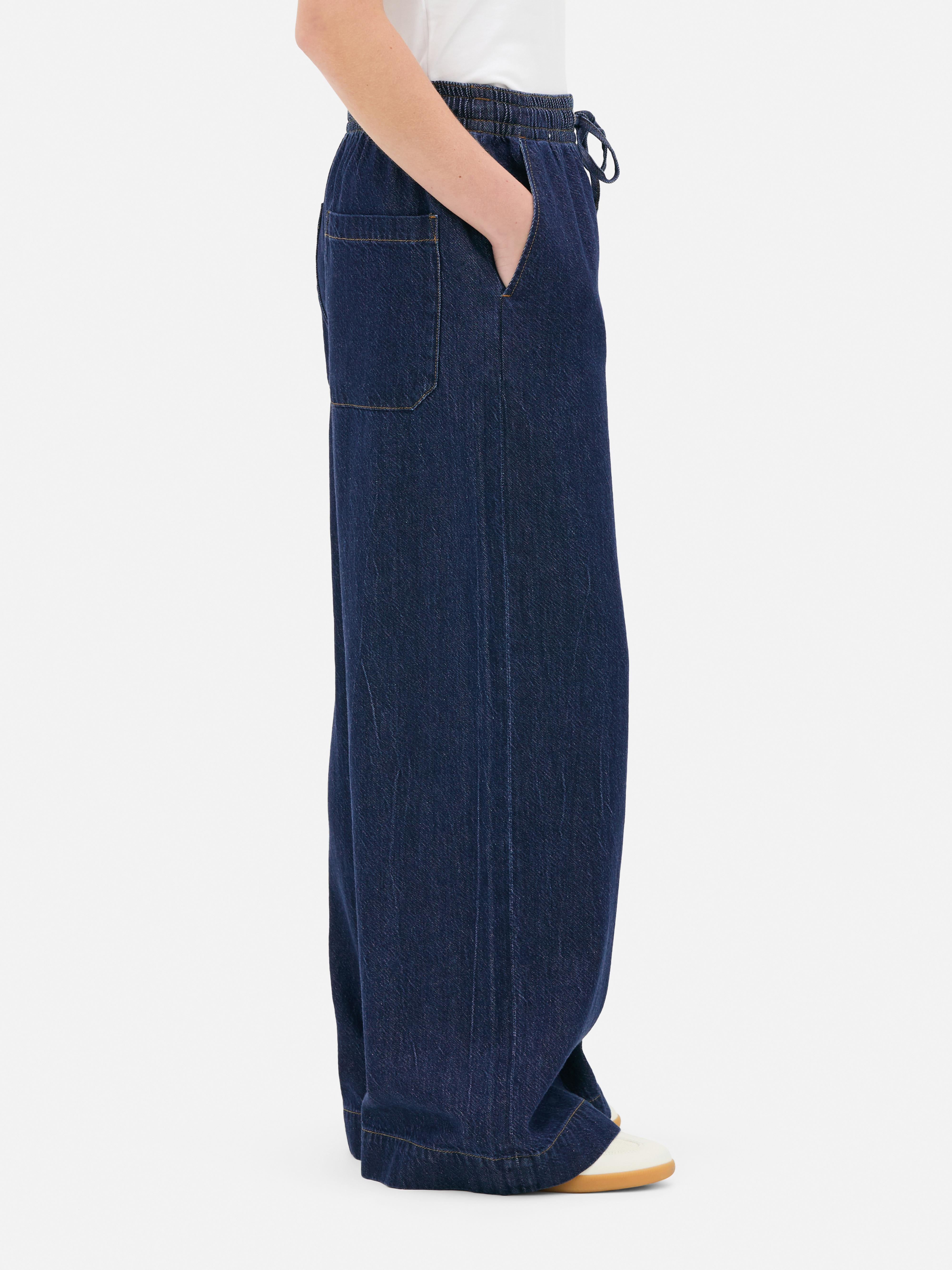 Jeans met wijde pijpen en trekkoord The Edit