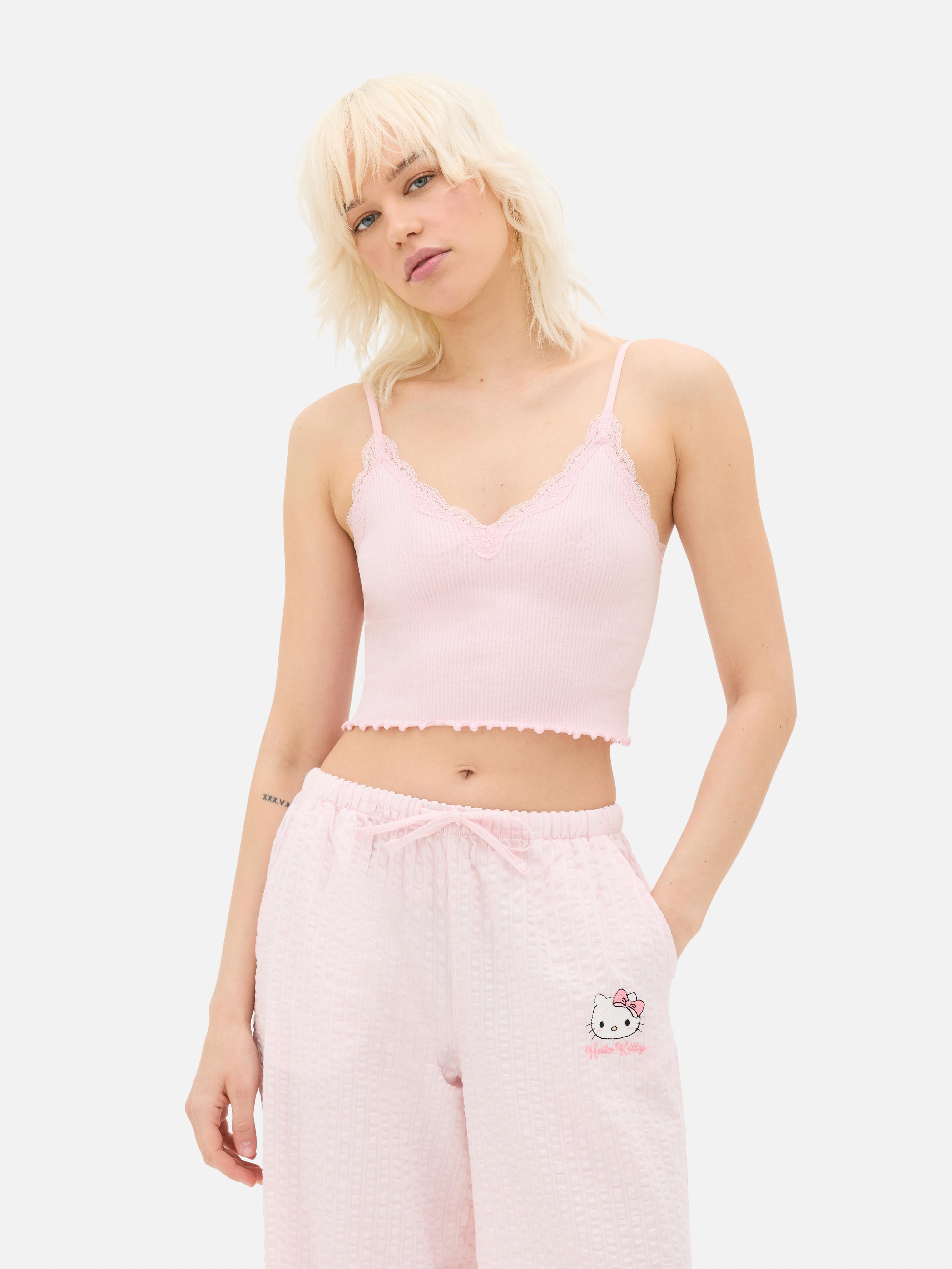 Ribbed Lace Trim Cami
