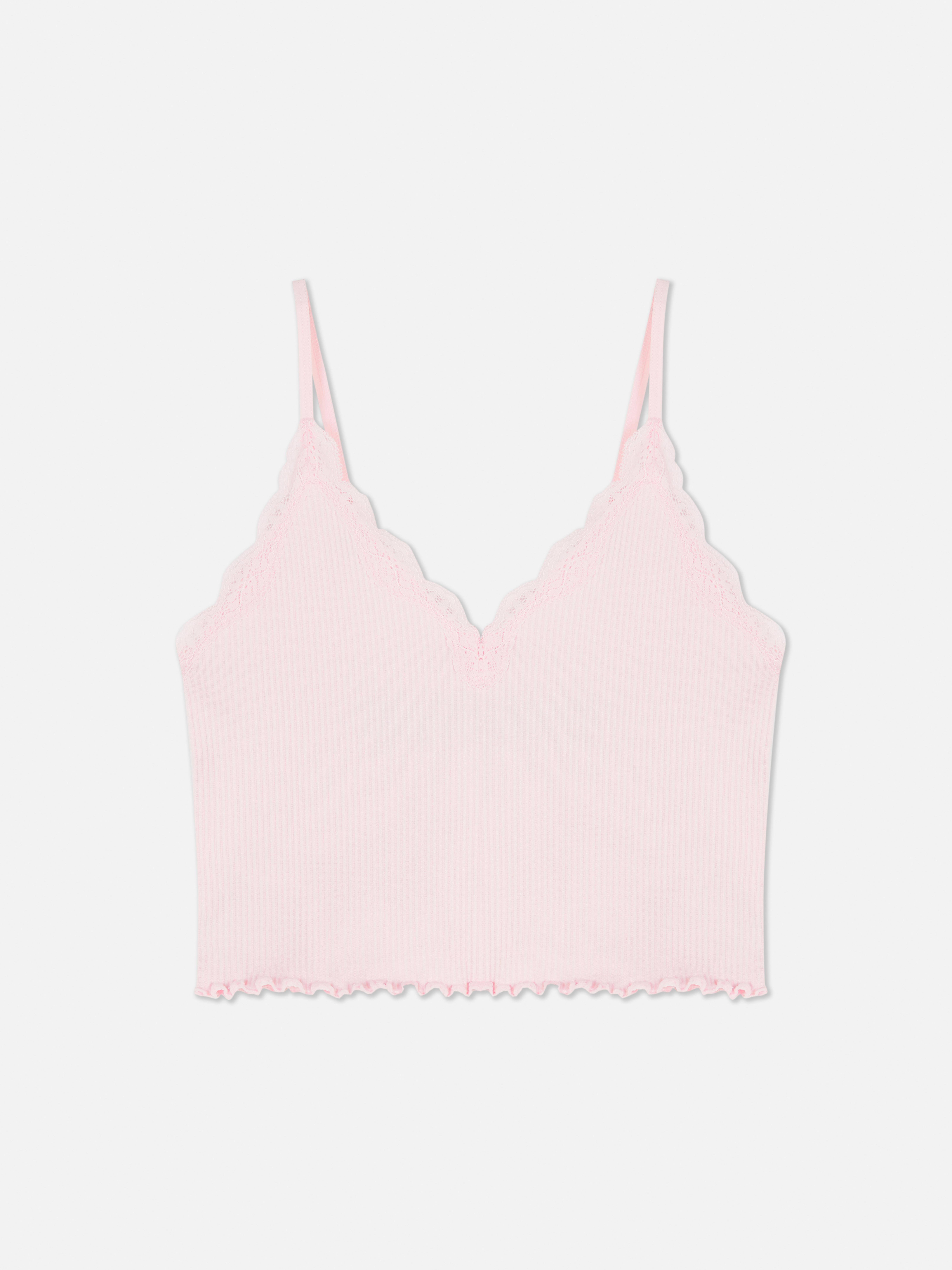 Ribbed Lace Trim Cami