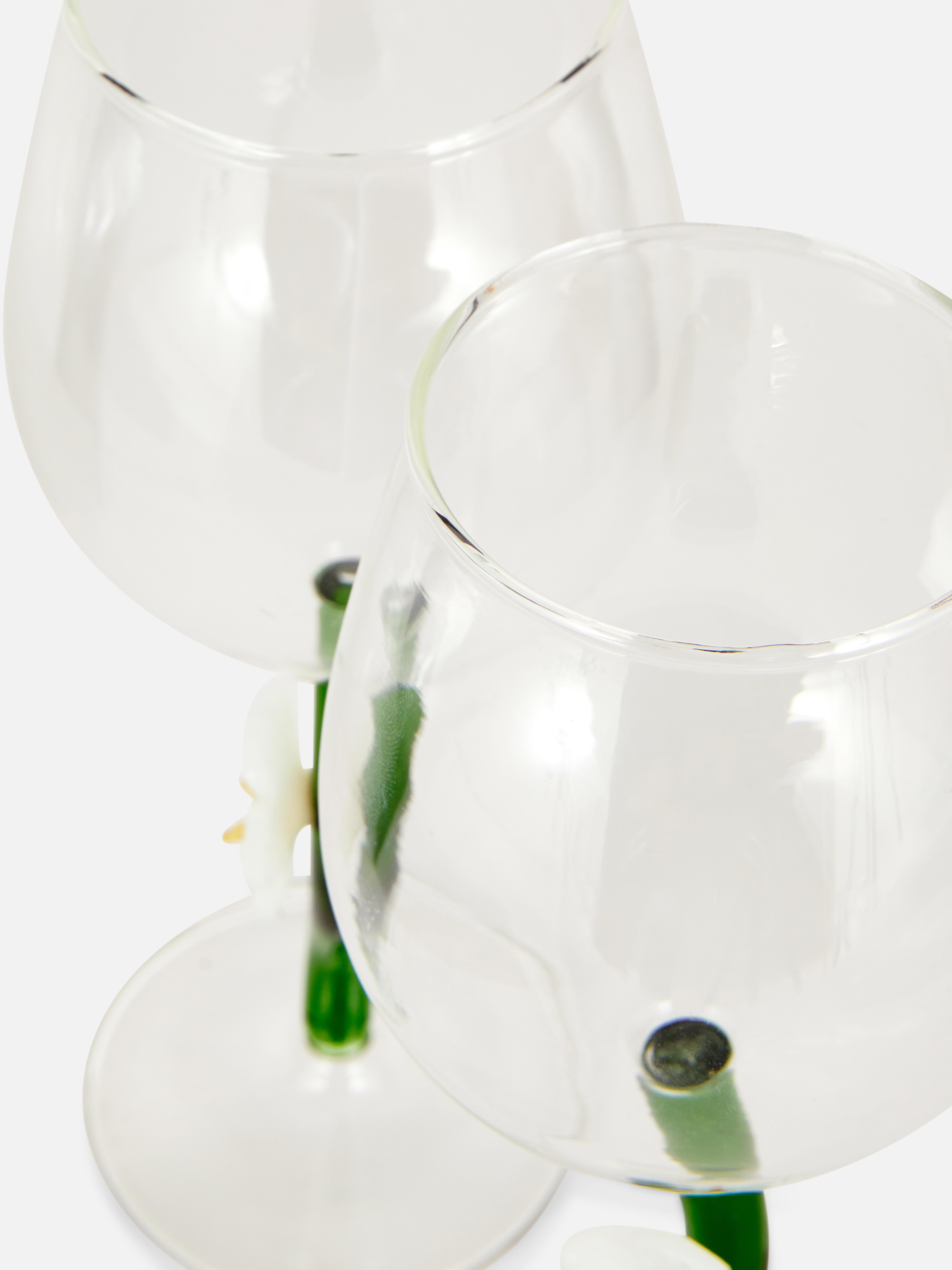2pk Flower Stem Wine Glasses