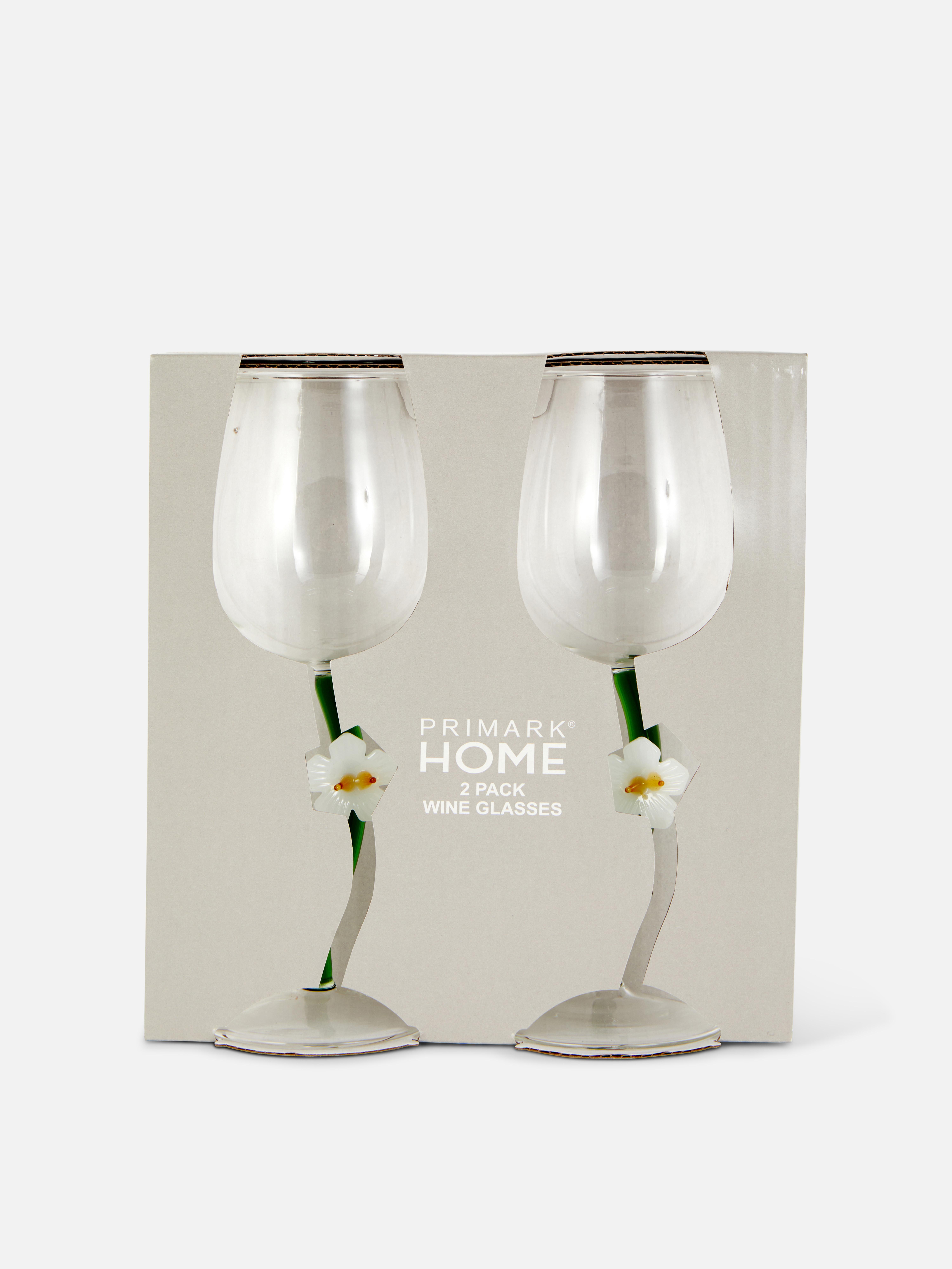 2pk Flower Stem Wine Glasses