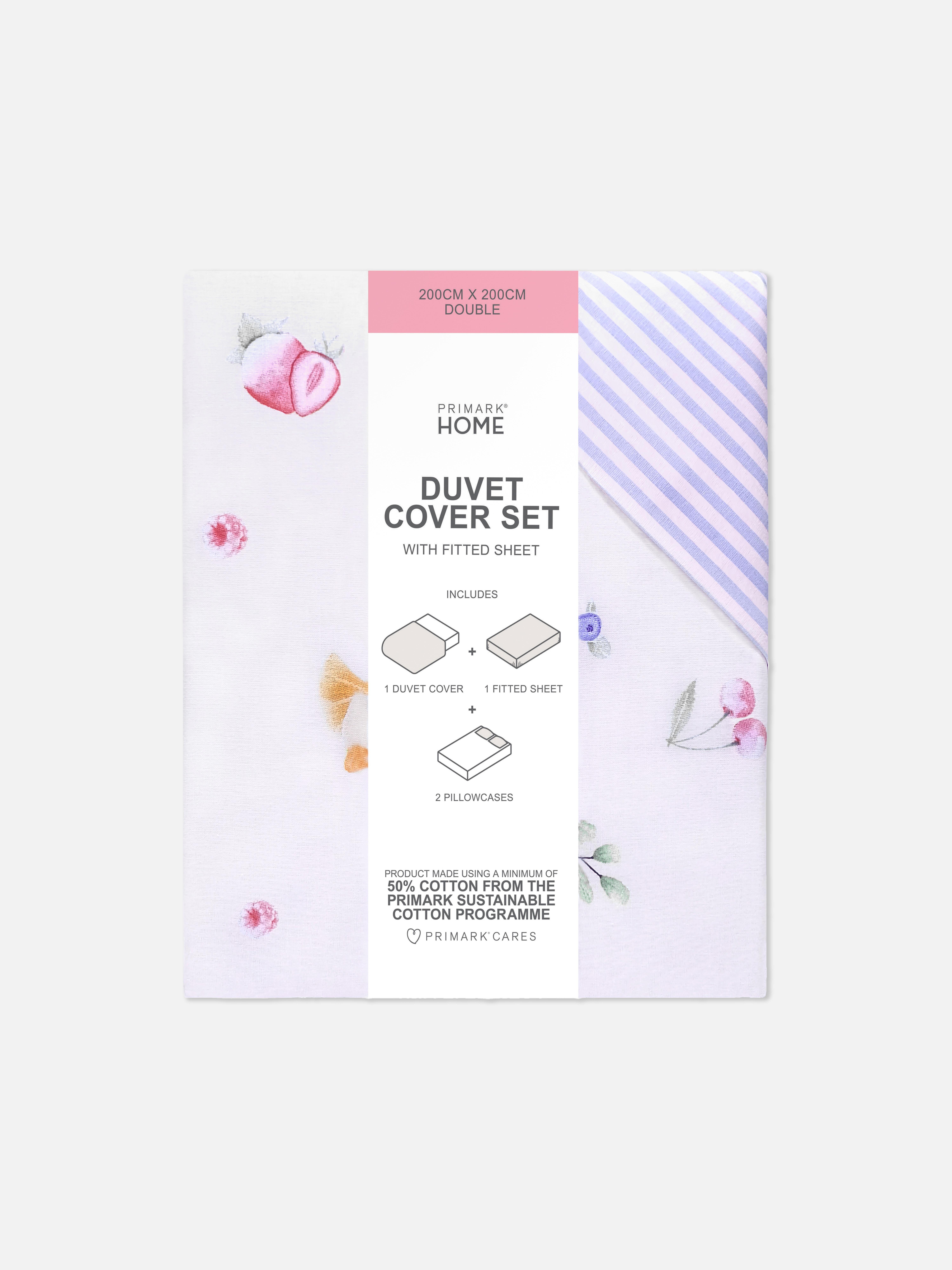 Conjunto capa adredão casal frutas reversível