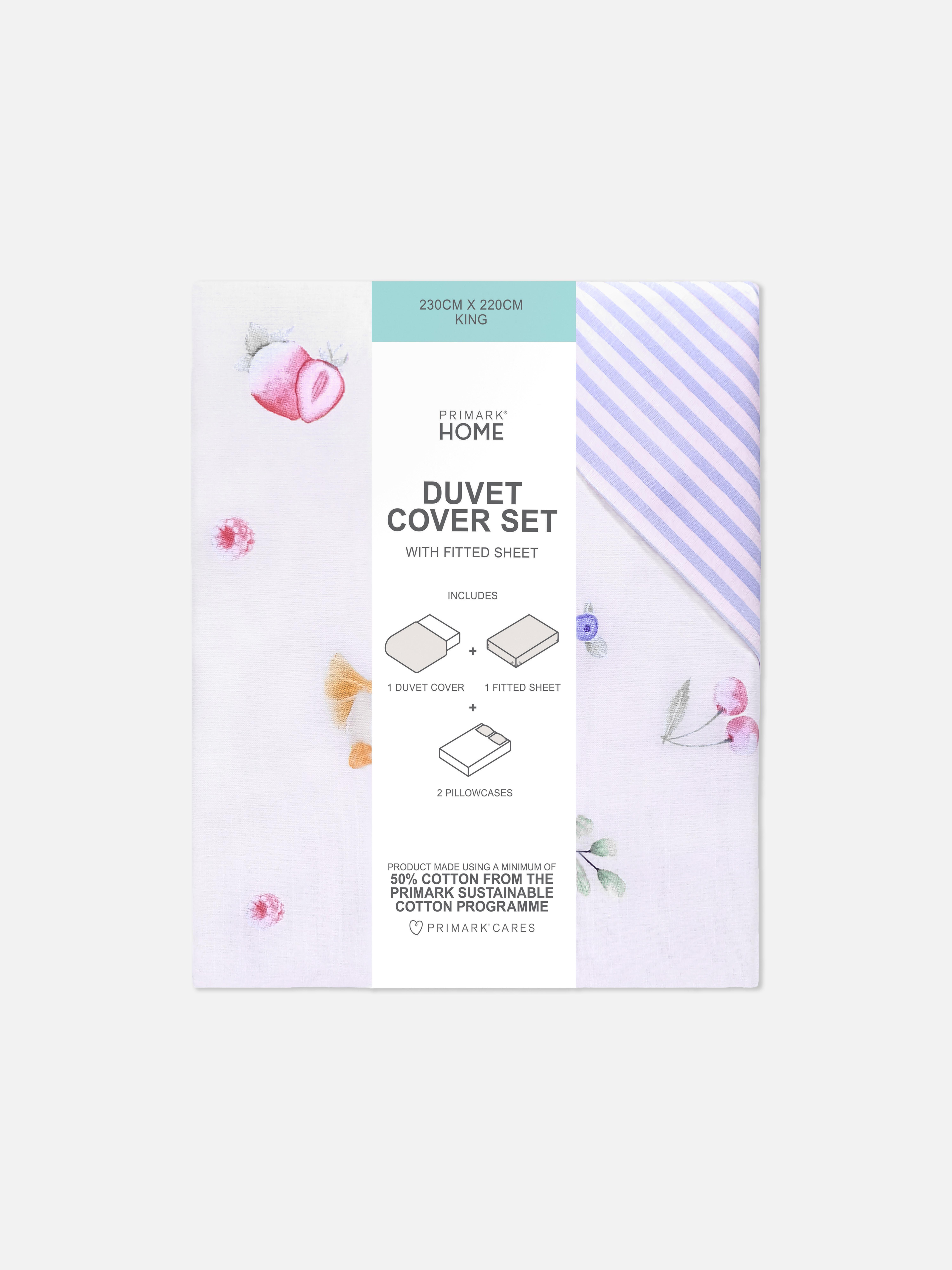 Reversible Fruits King Duvet Cover Set