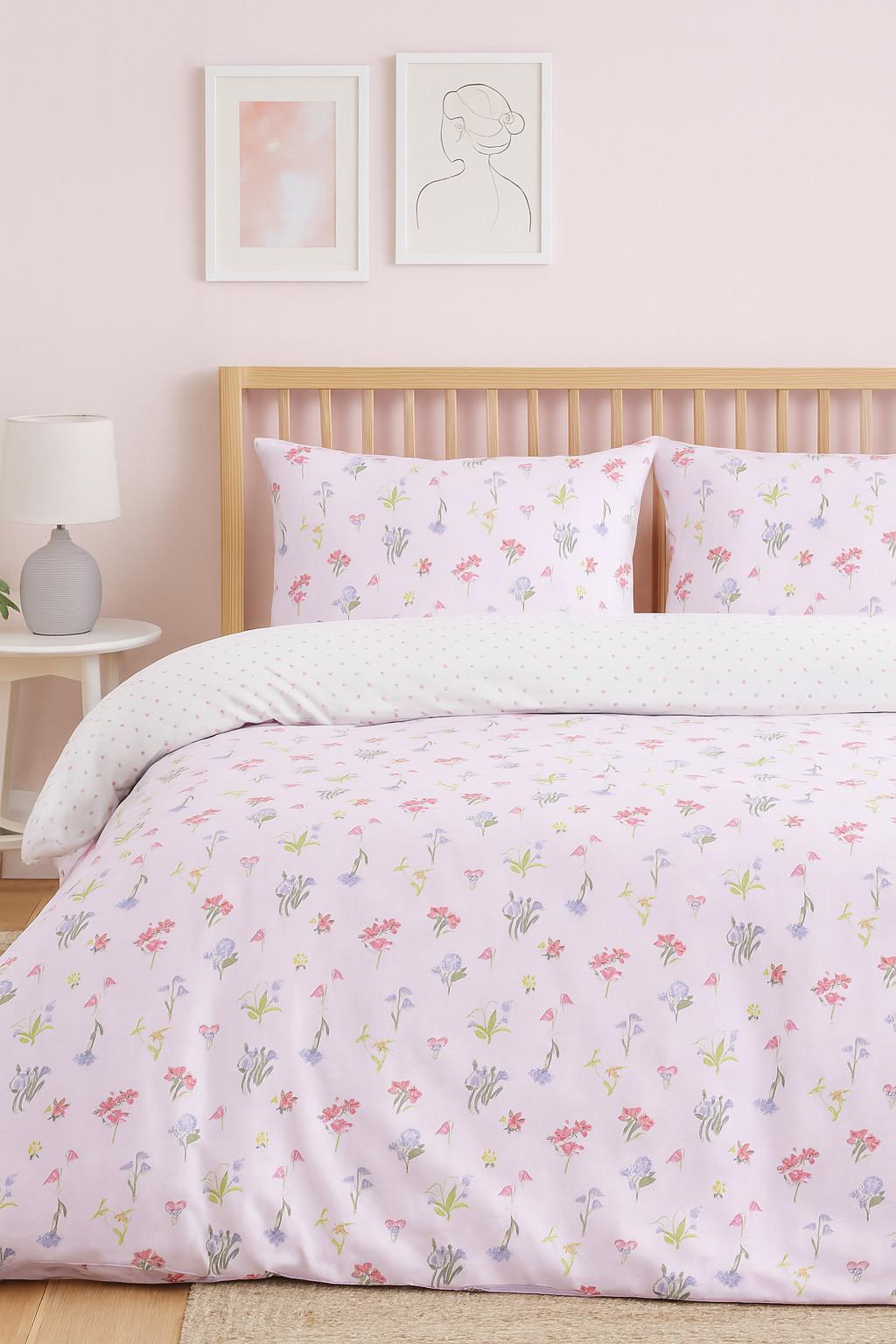 Parure de lit king size à motif fleurs sauvages