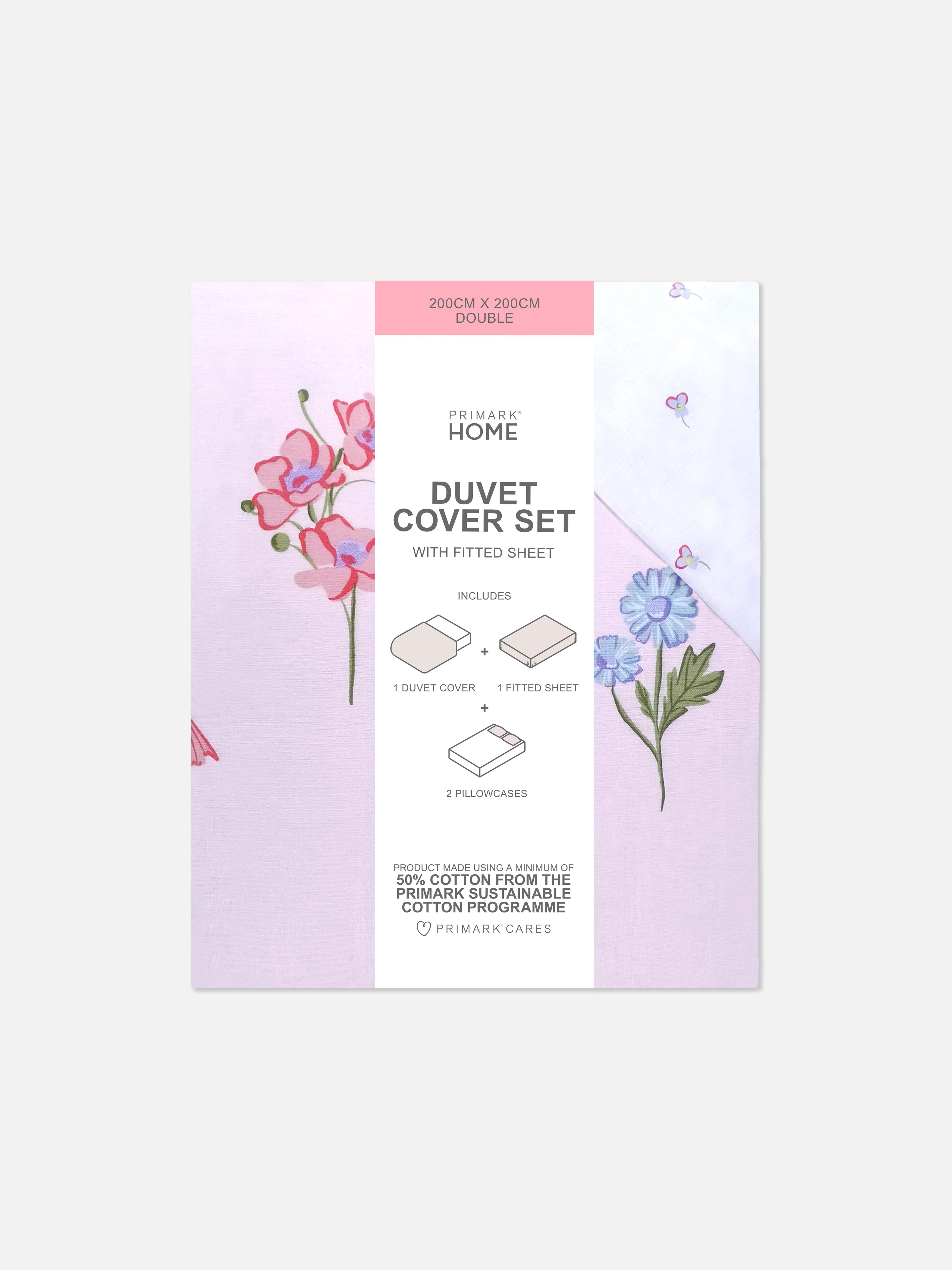 Parure de lit double réversible fleurs sauvages
