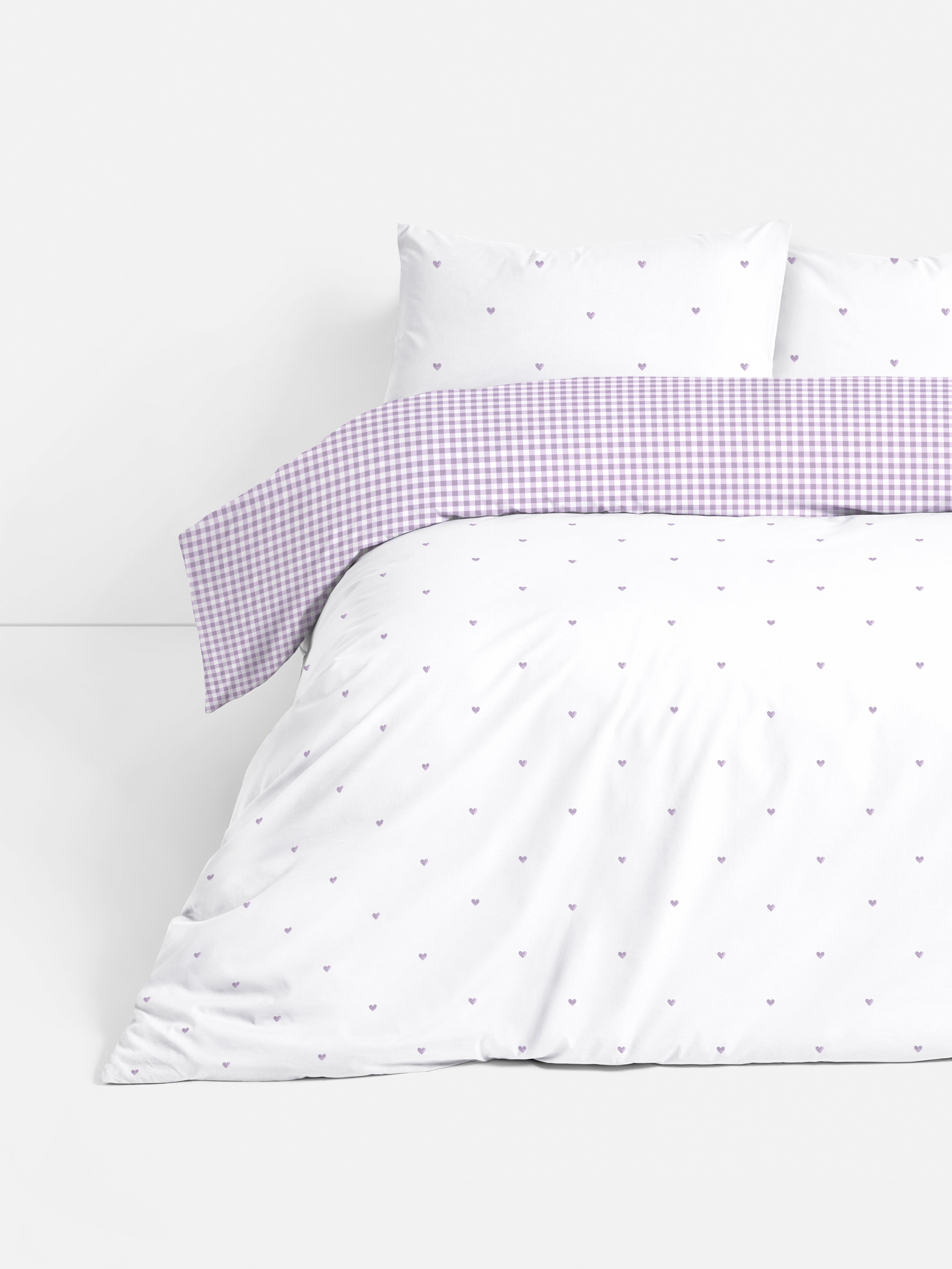 Gingham Heart King Duvet Cover Set