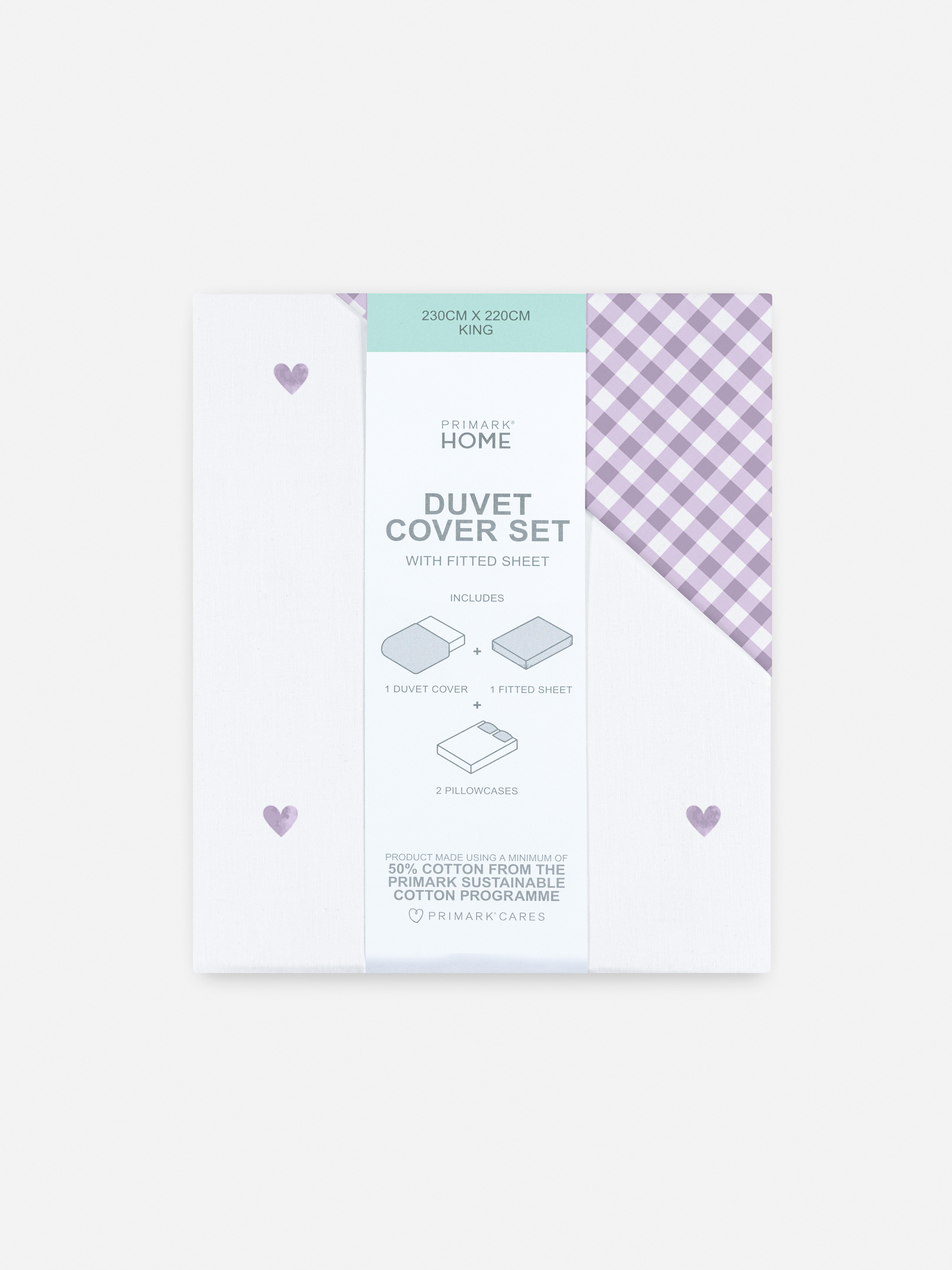 Gingham Heart King Duvet Cover Set