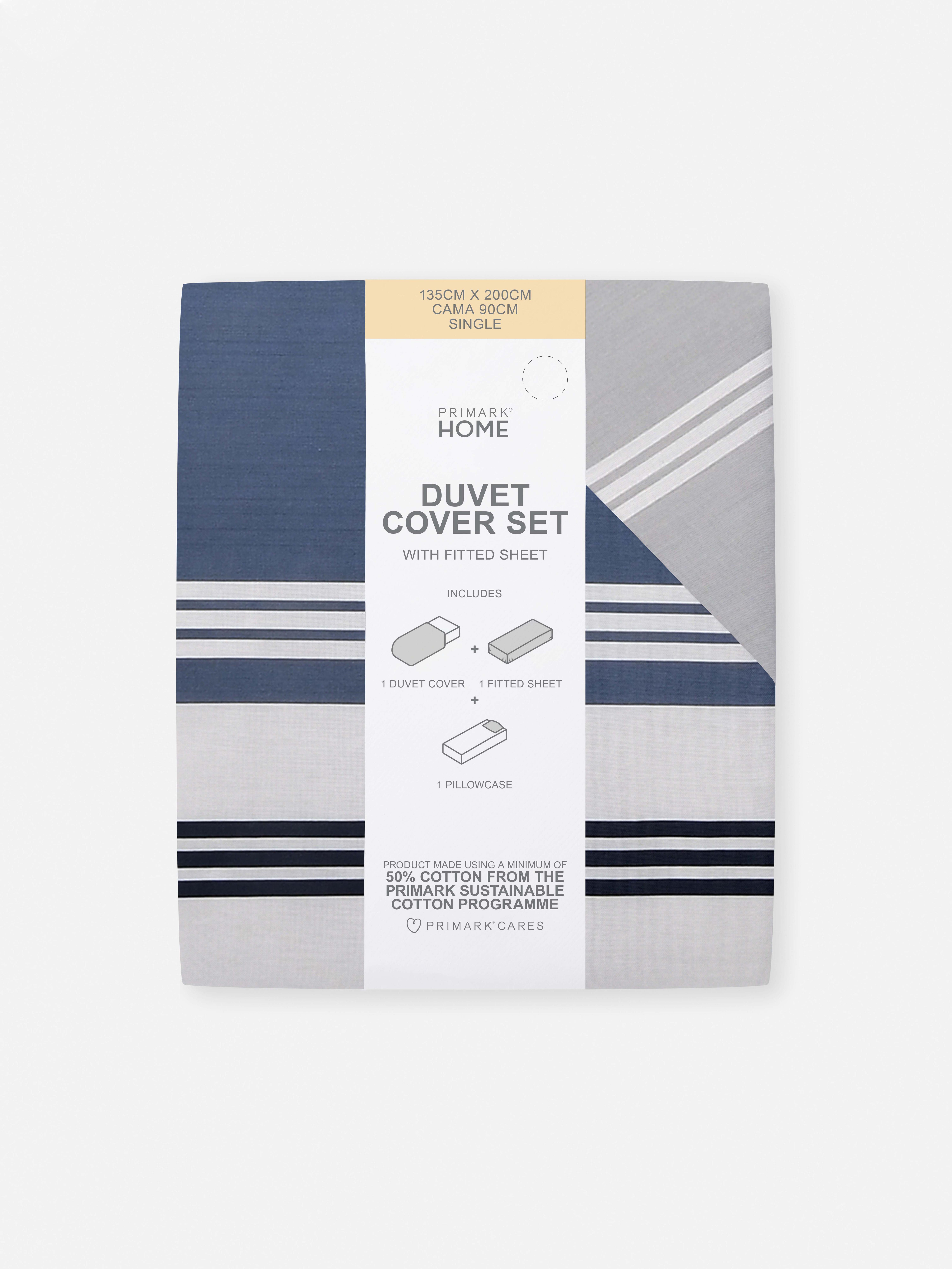 Reversible Stripe Single Duvet Cover Set