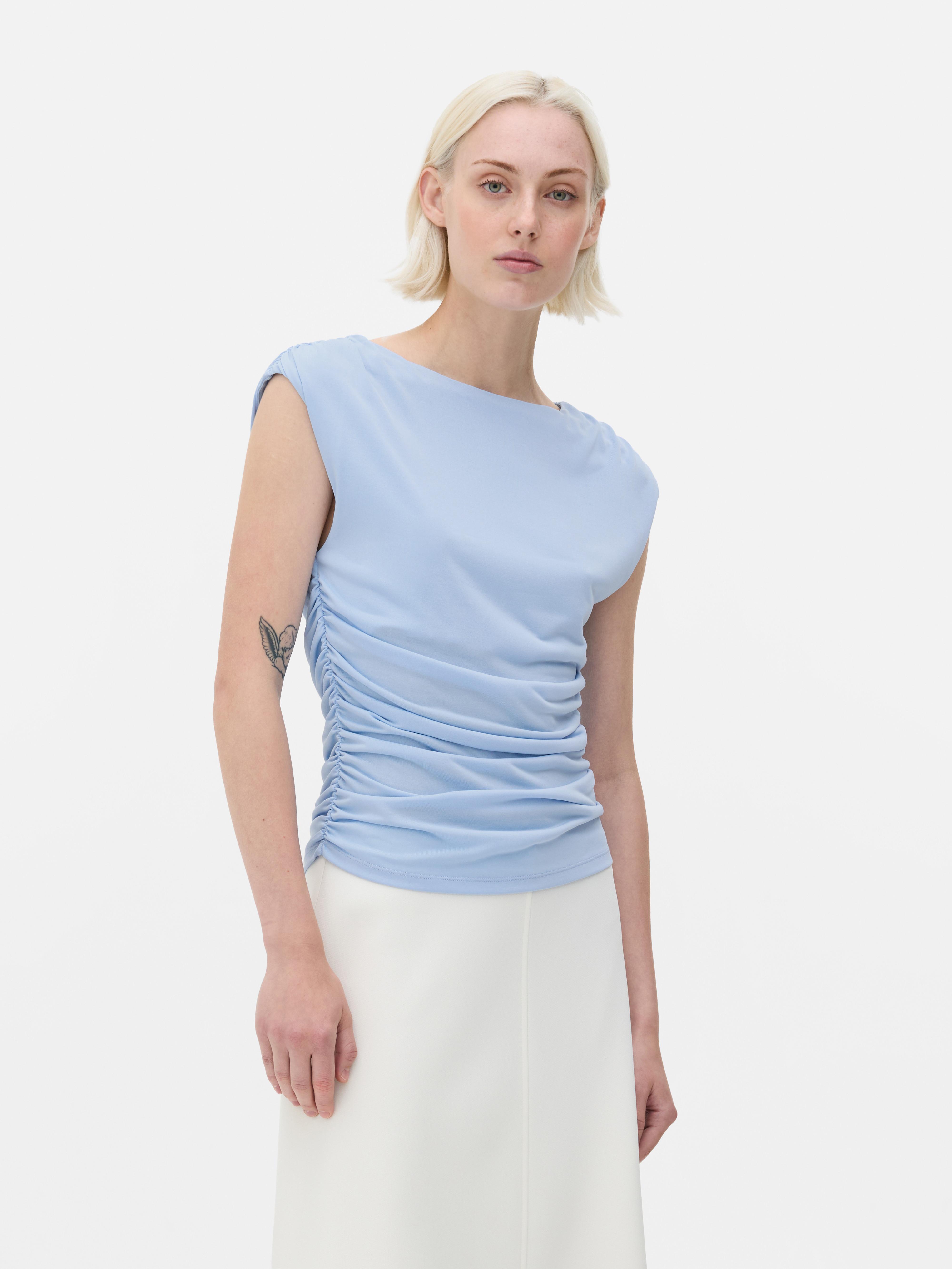 The Edit Sleeveless Draped Top