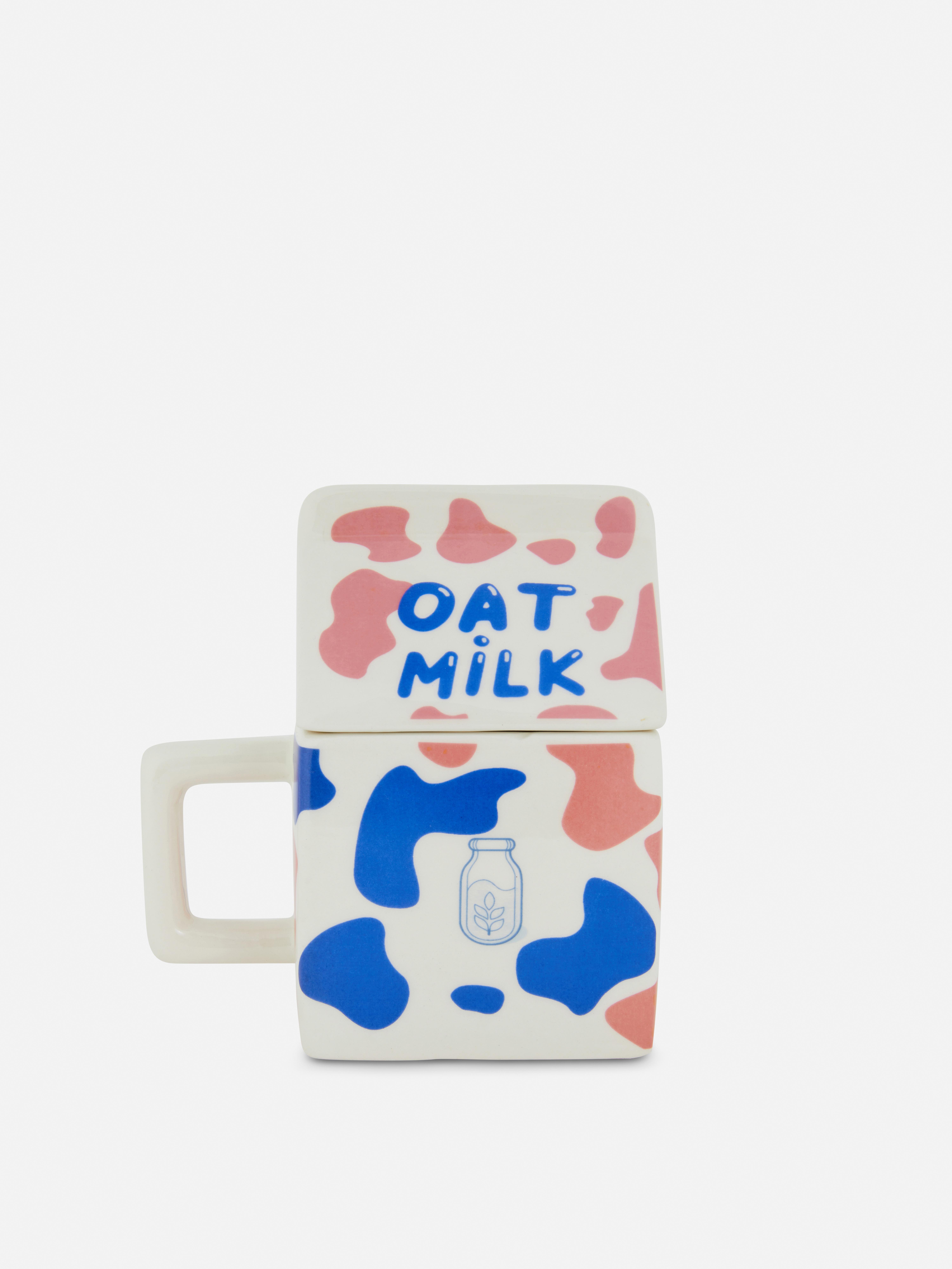 Taza cuadrada de leche de avena
