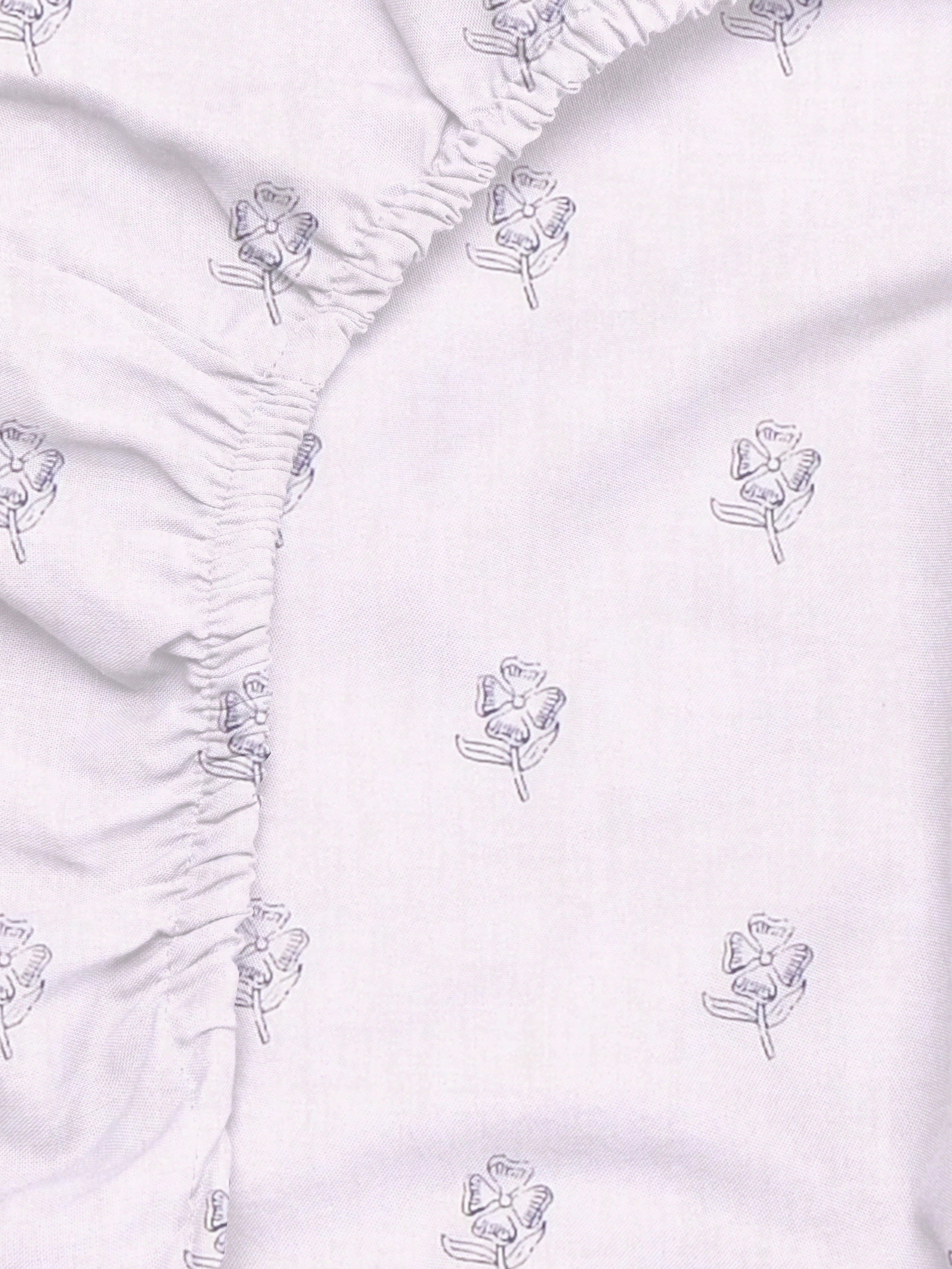 Single Block Floral Fitted Sheet