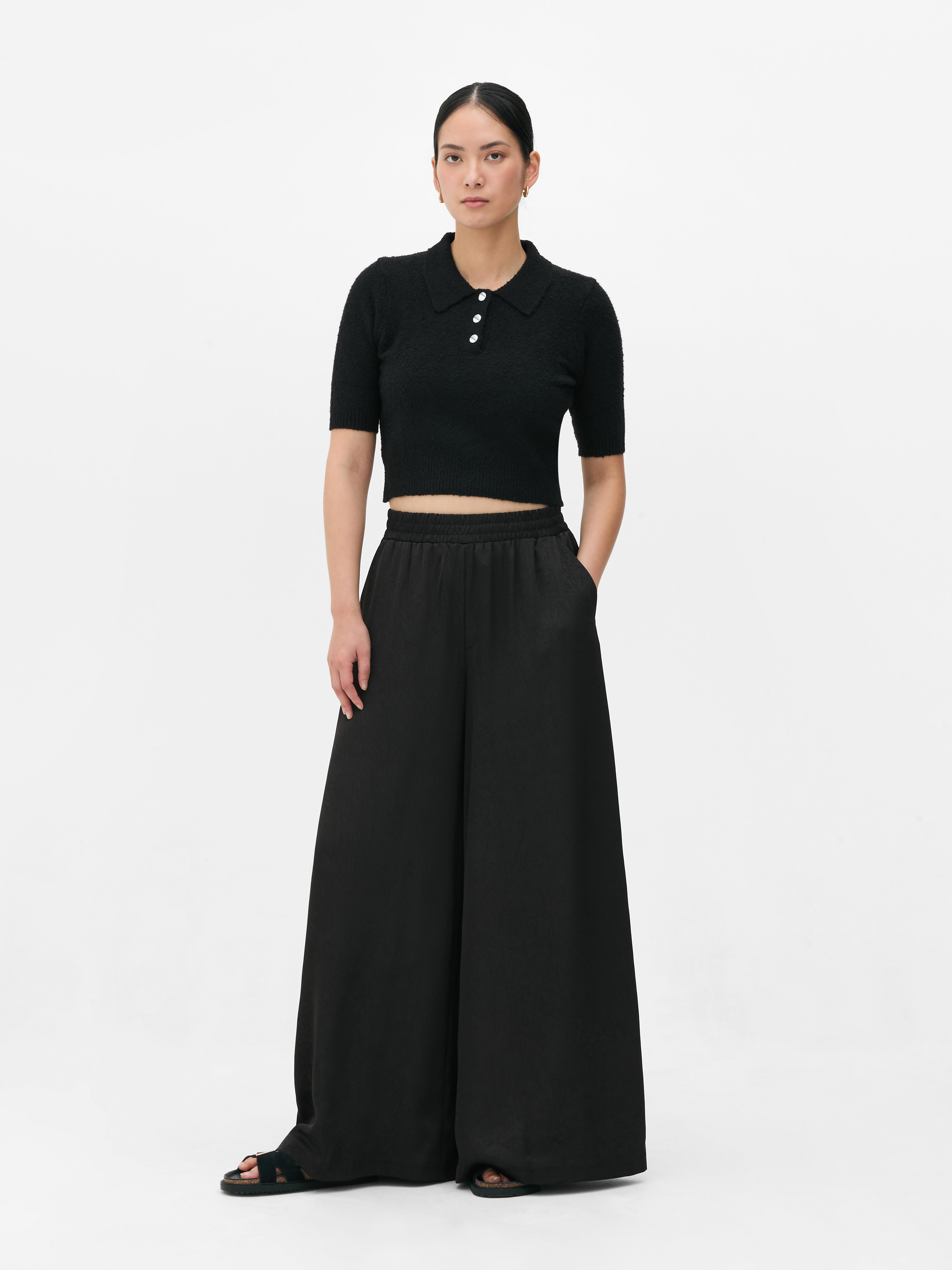 The Edit Satin Wide Leg Trousers