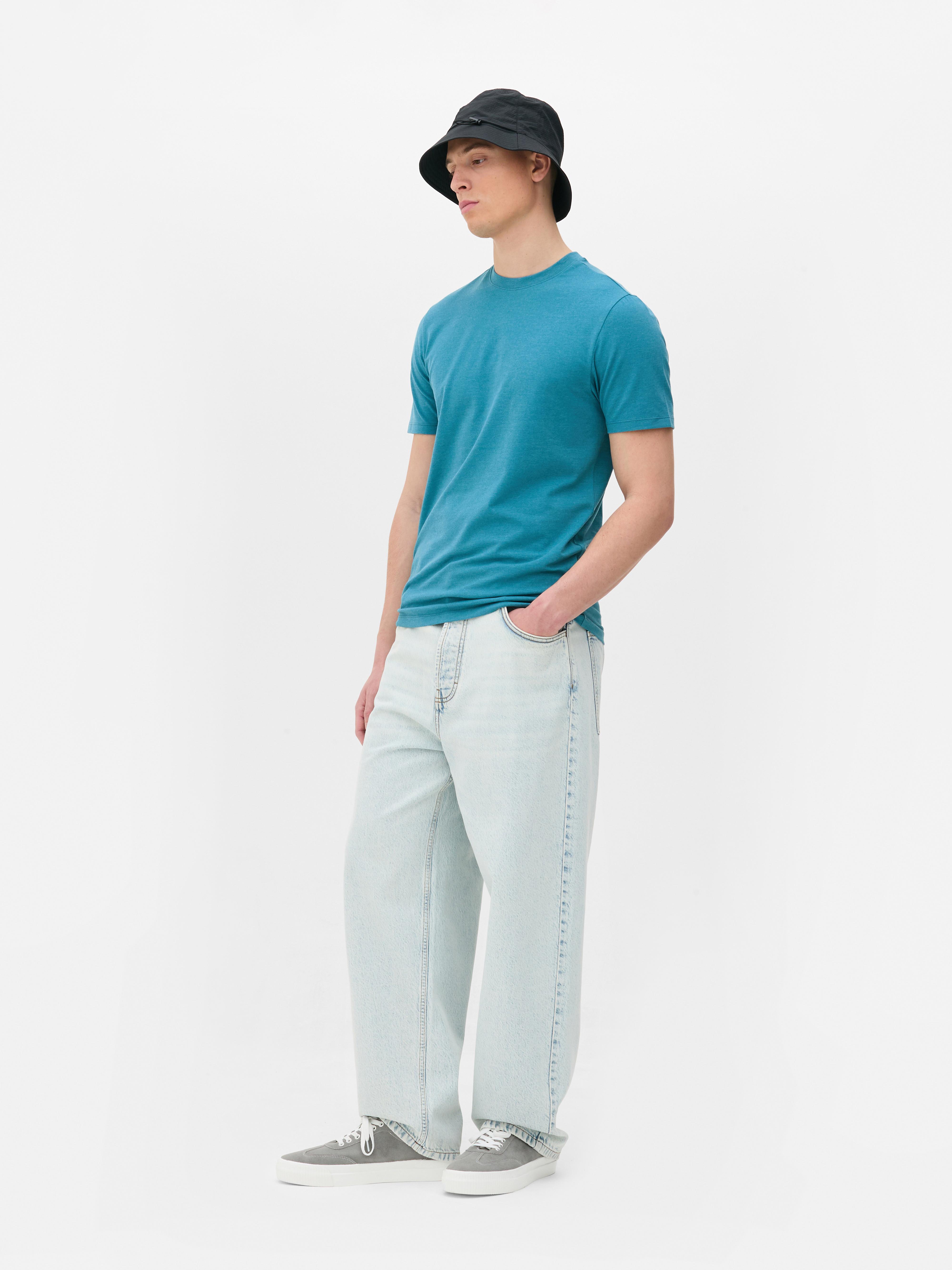 Slimfit T-shirt van voornamelijk katoen Groen