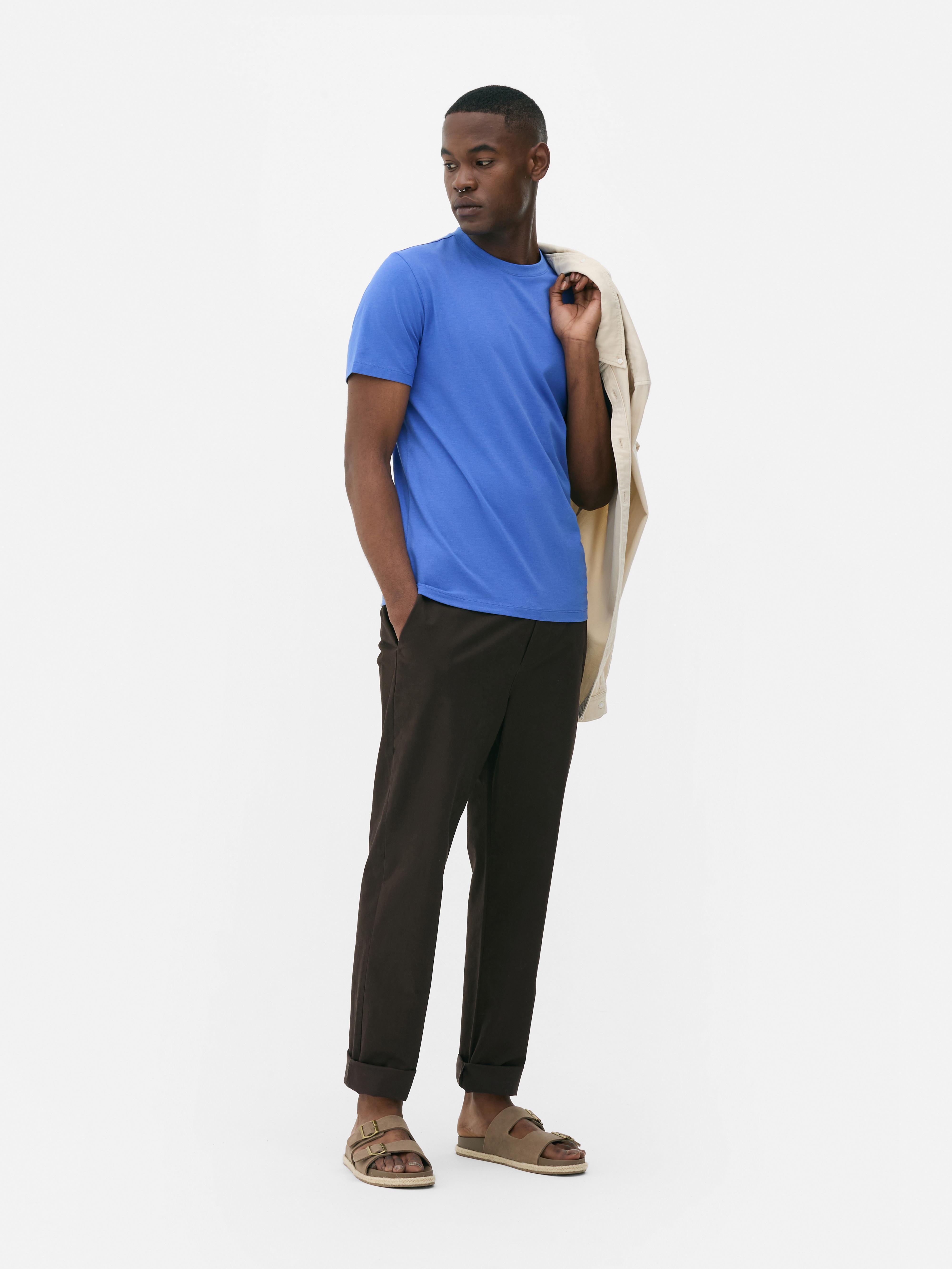 Slimfit T-shirt van voornamelijk katoen Paars