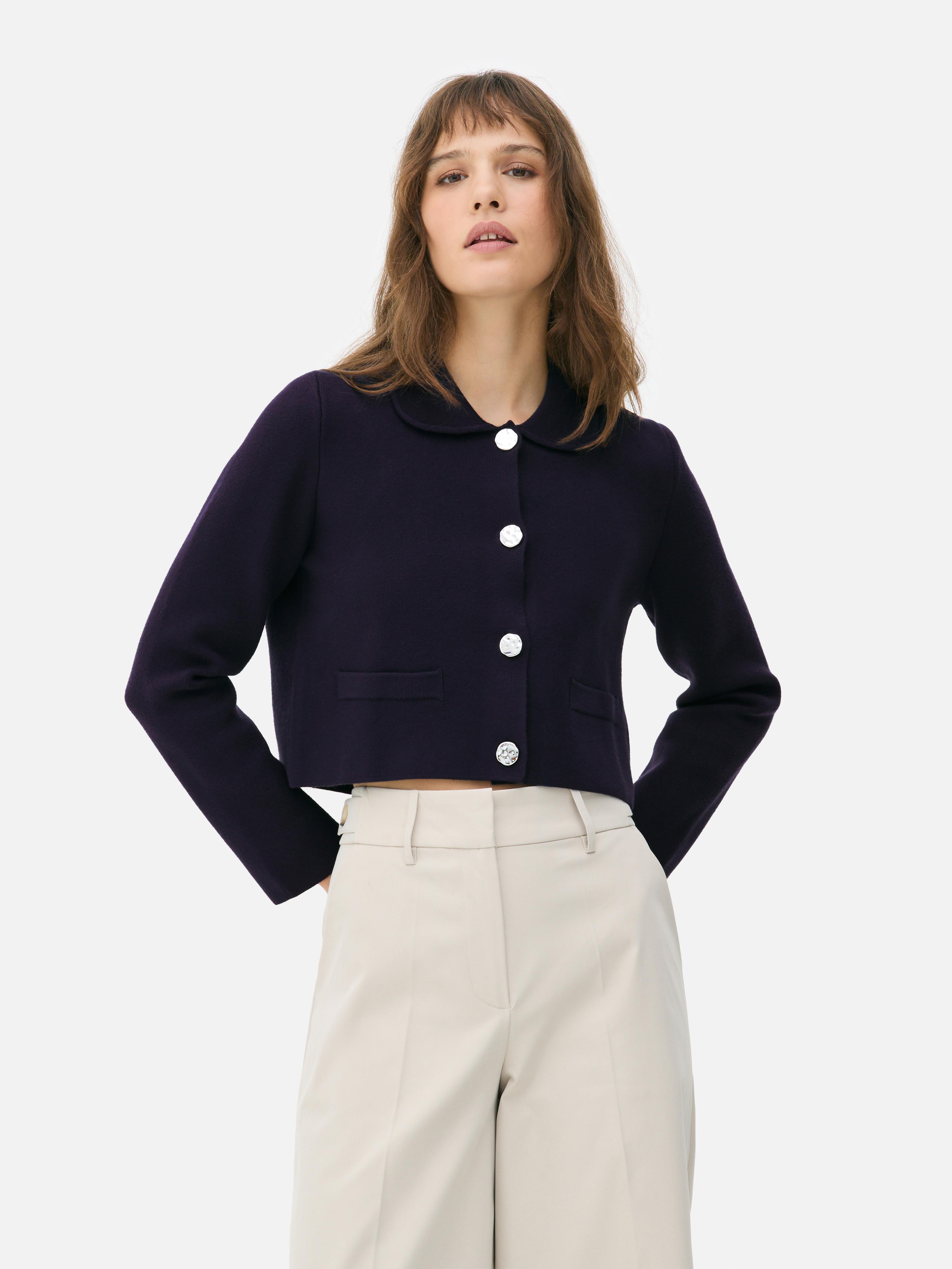 Cardigan corto con colletto Blu navy