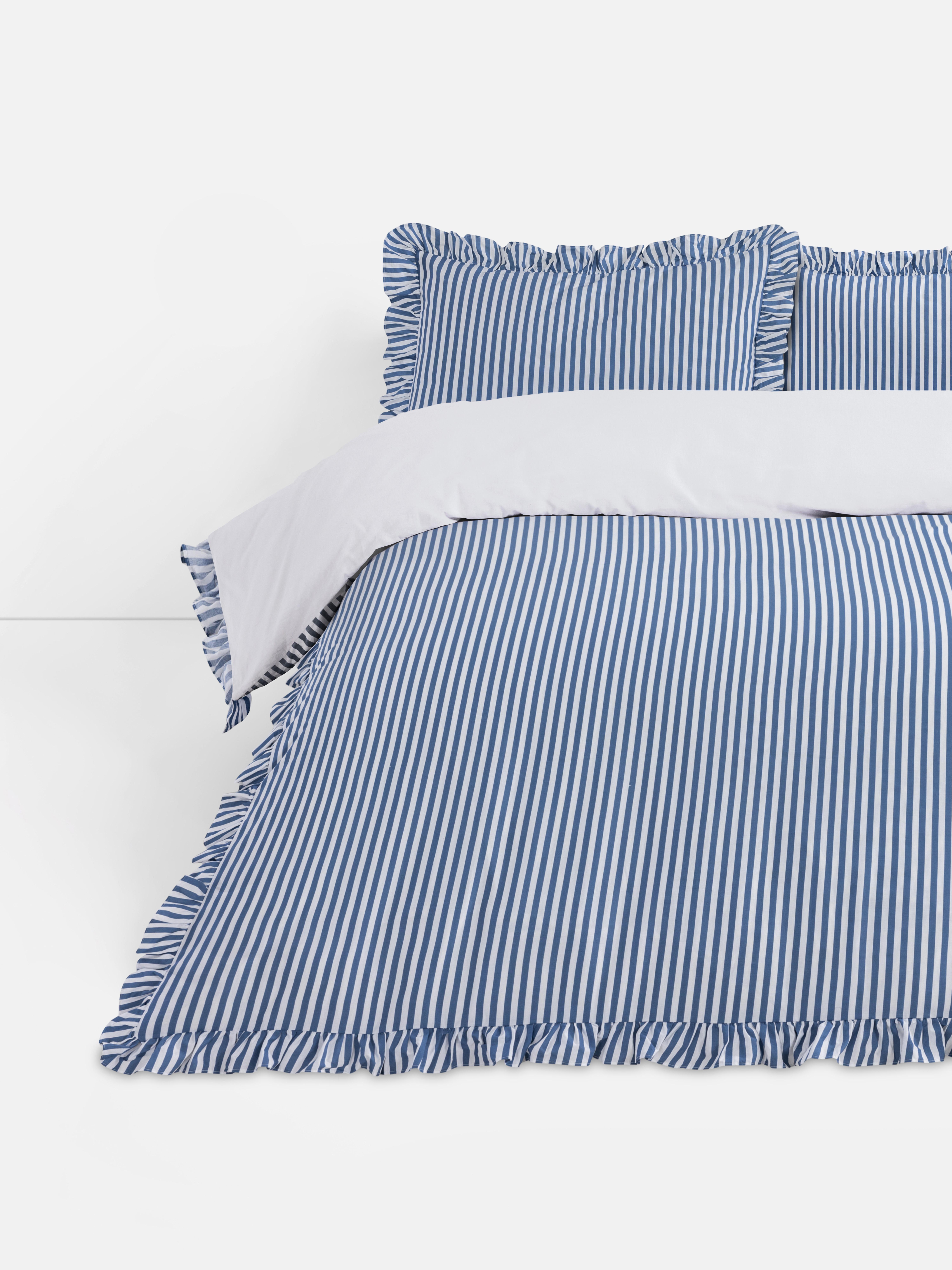 Striped Frill King Duvet Cover Set