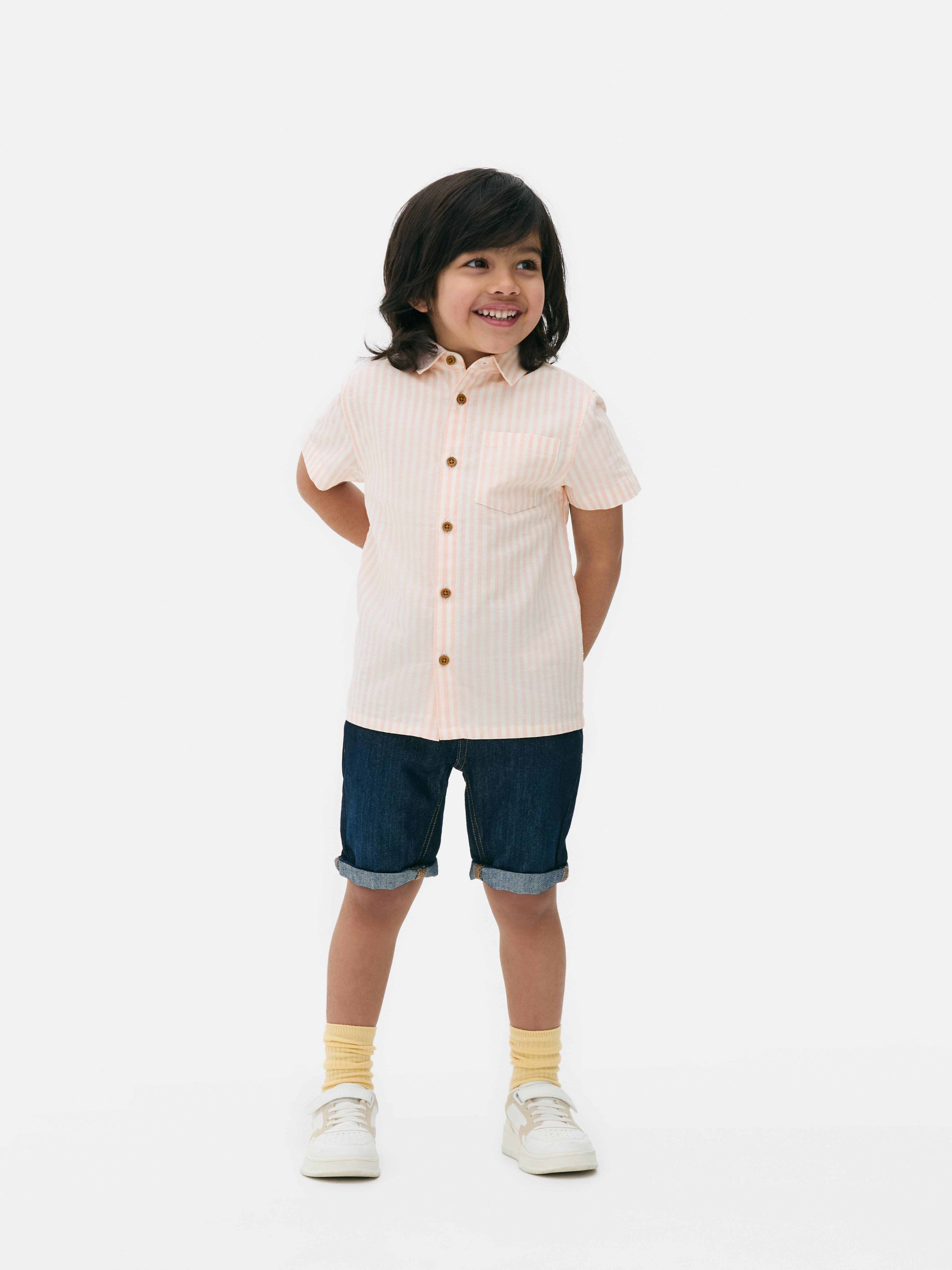 Camisa Oxford de manga corta a rayas