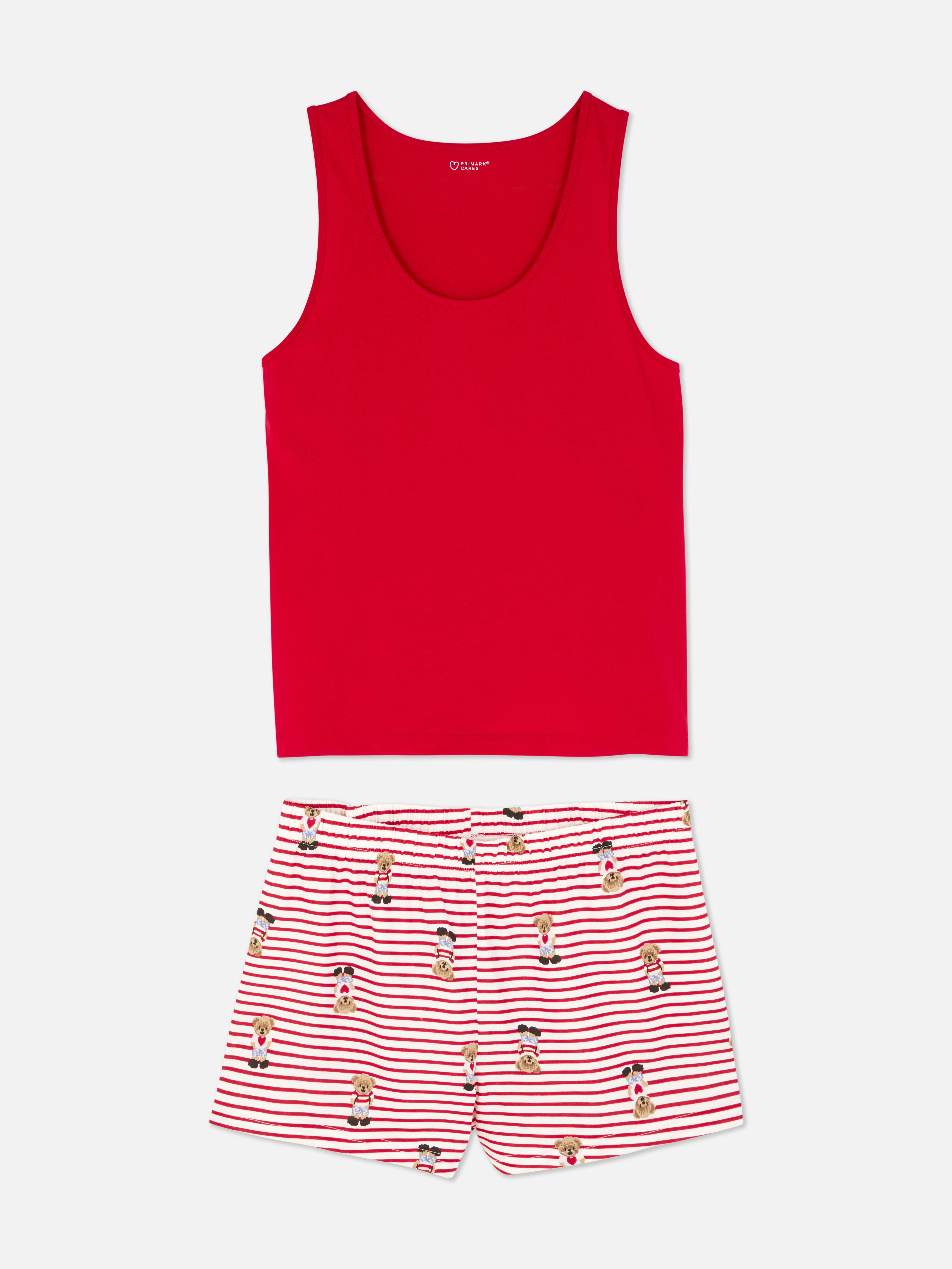 Vest and Shorty Pyjama Set Red