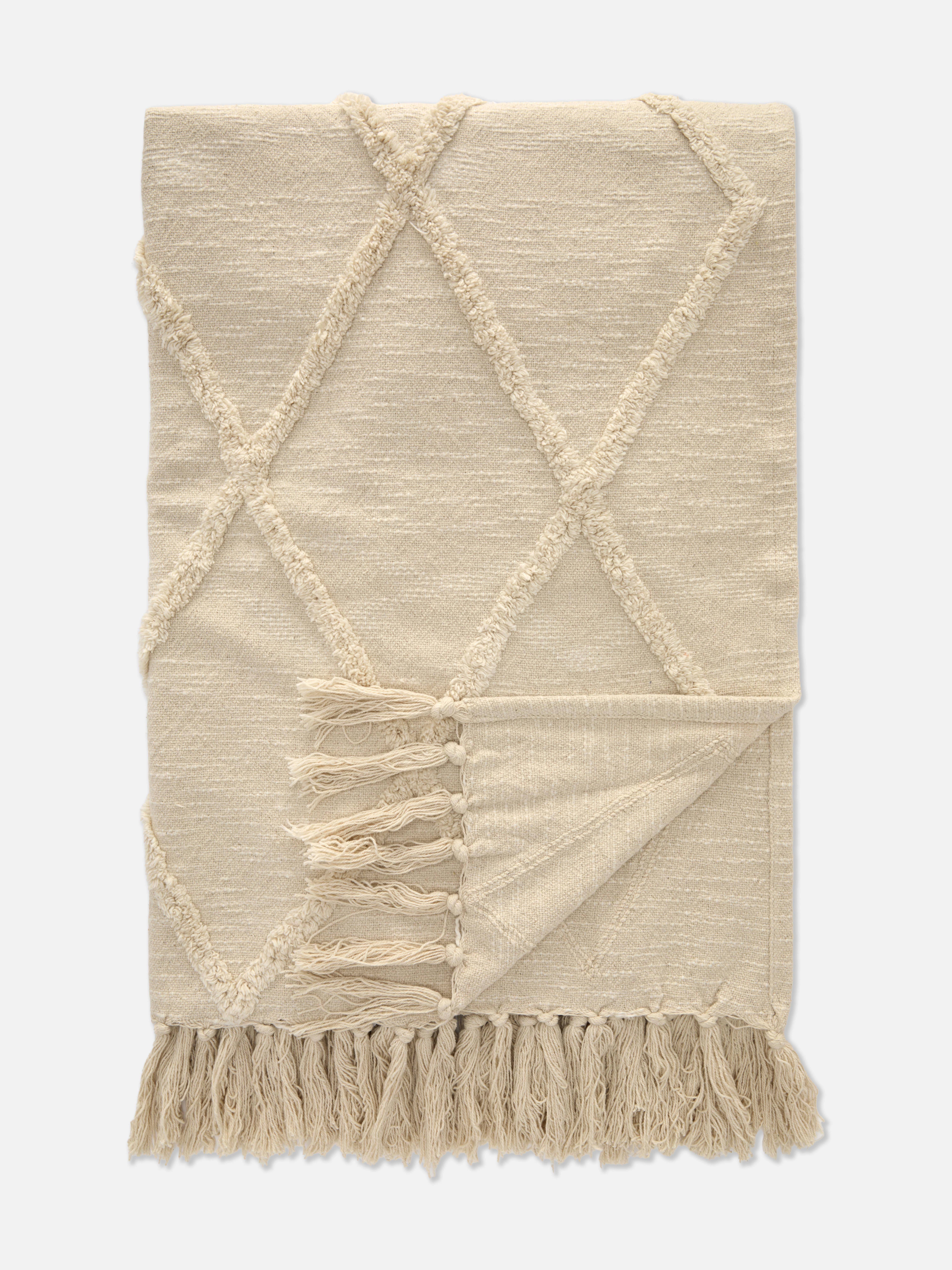 Tufted Throw With Fringed Edges