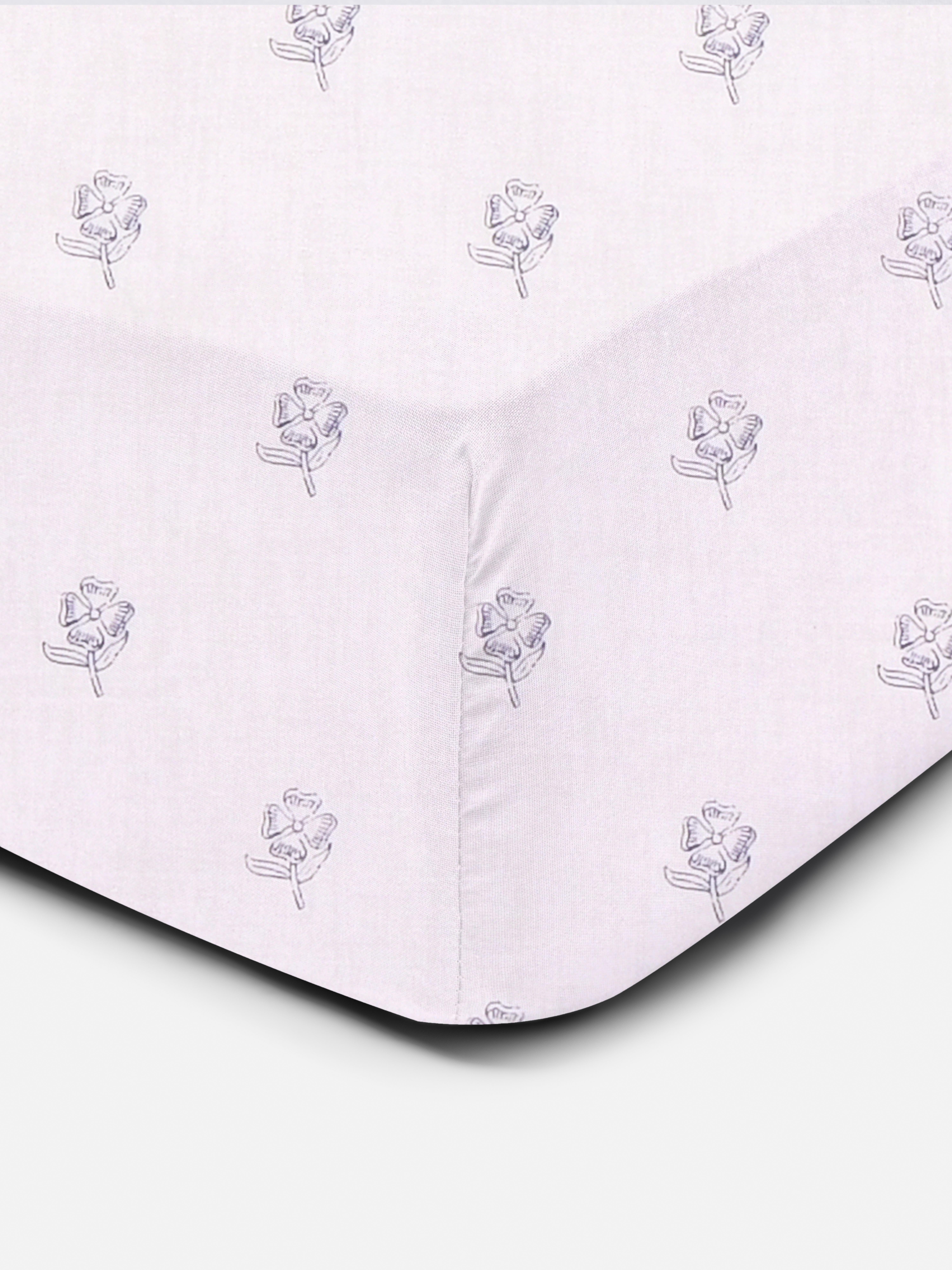 Lençol ajustável casal padrão floral bloco