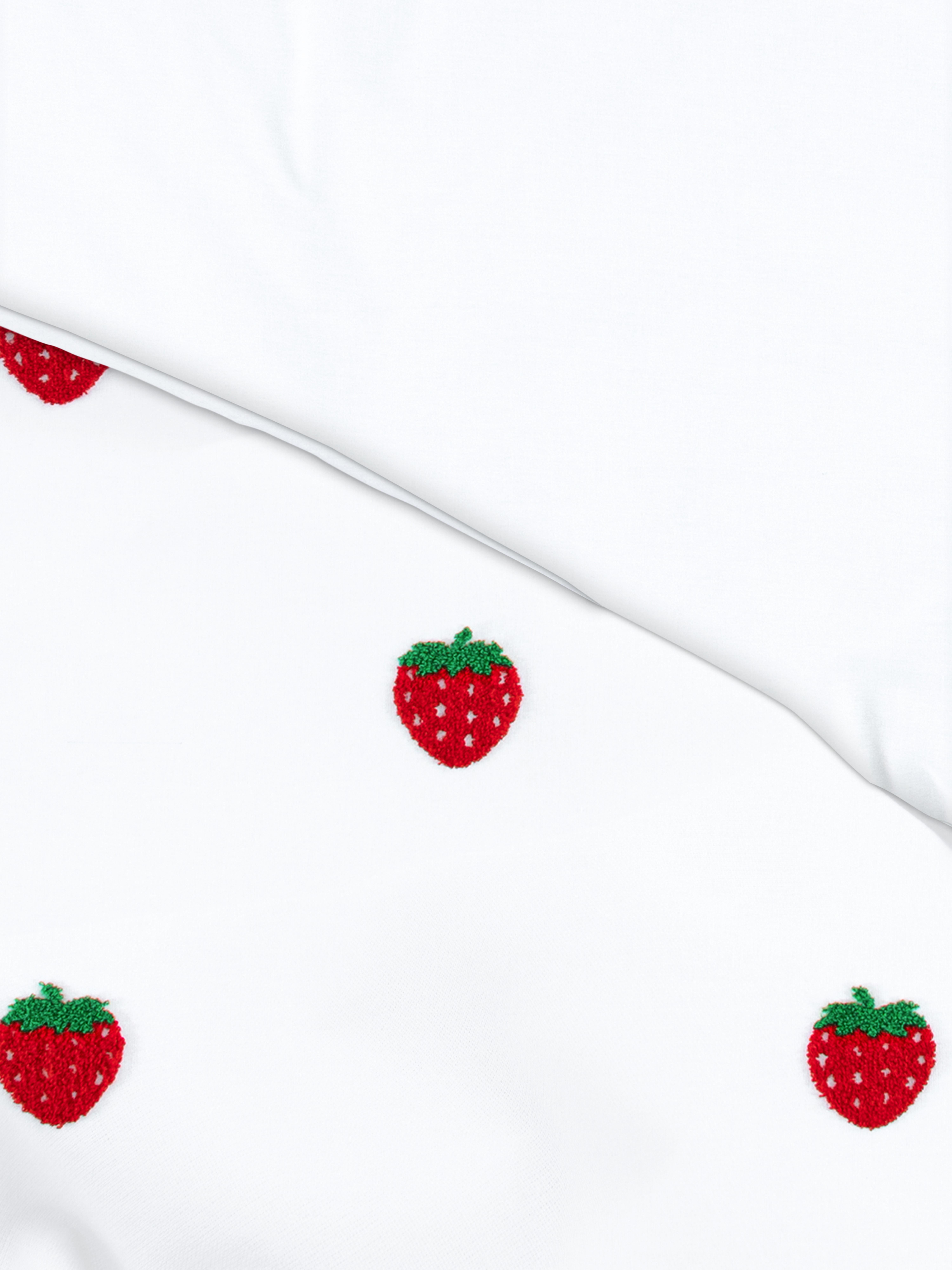 Conjunto capa edredão casal morango tufado