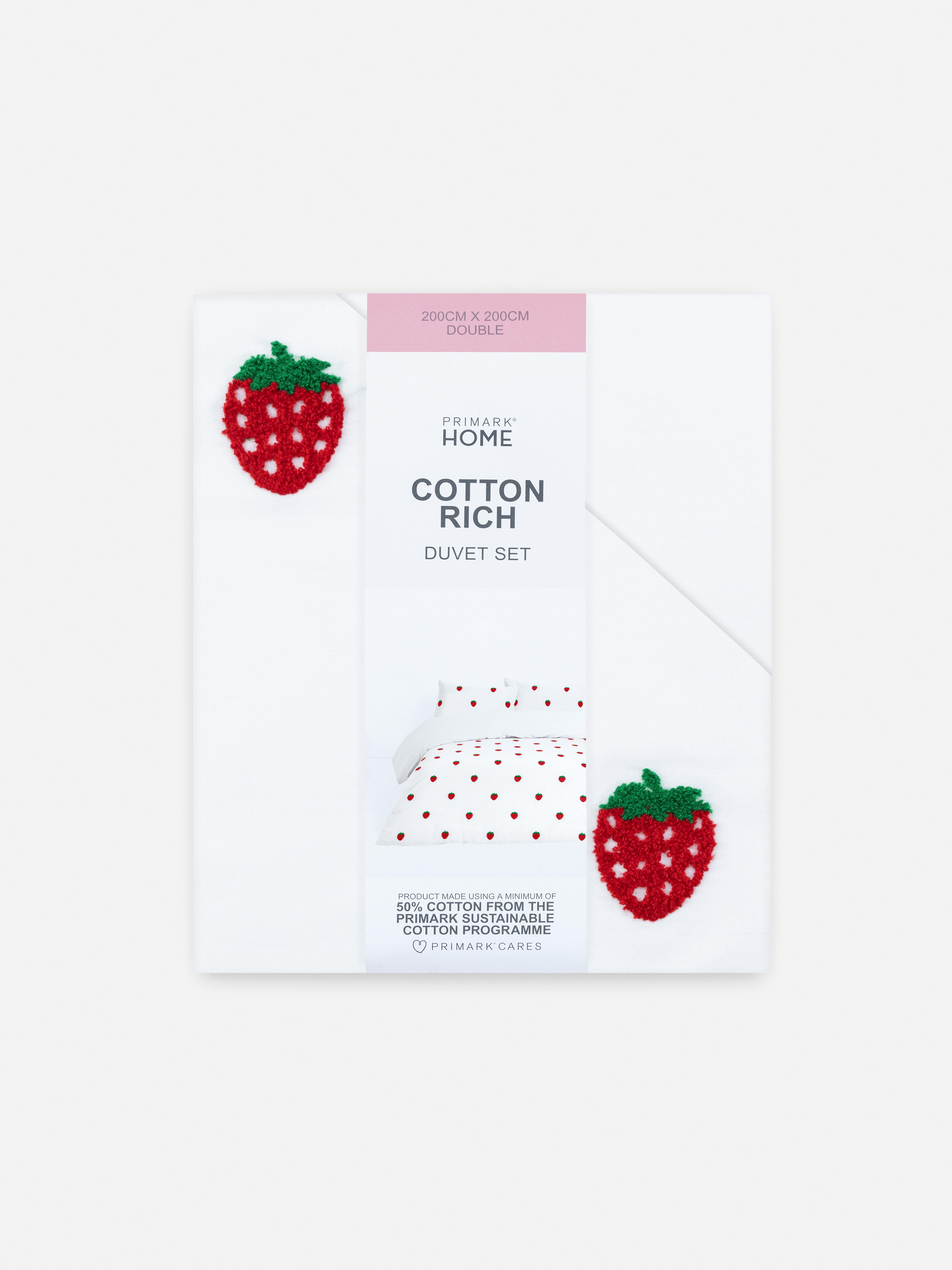Conjunto capa edredão casal morango tufado