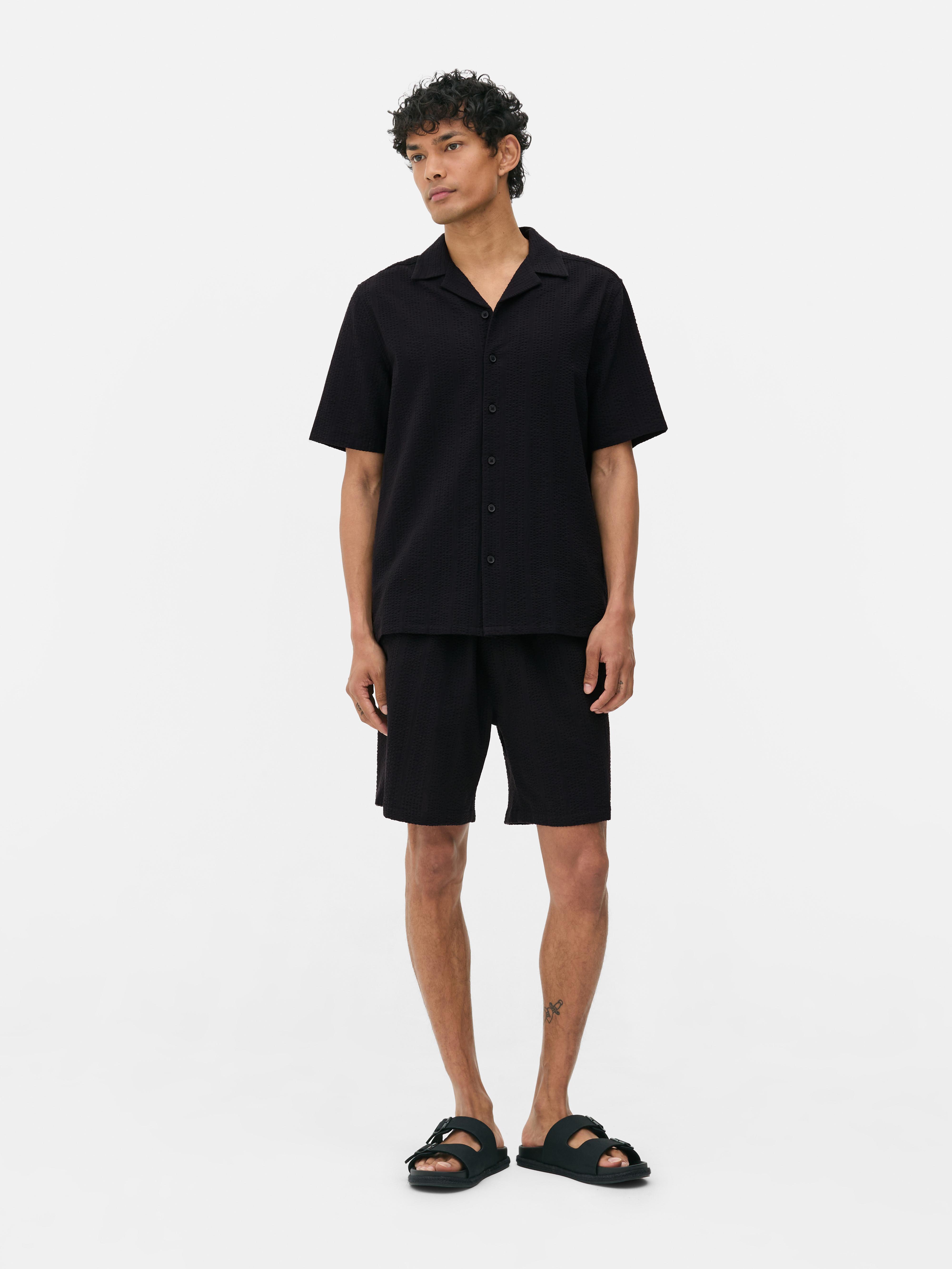 Chemise rayée en crêpe à manches courtes
