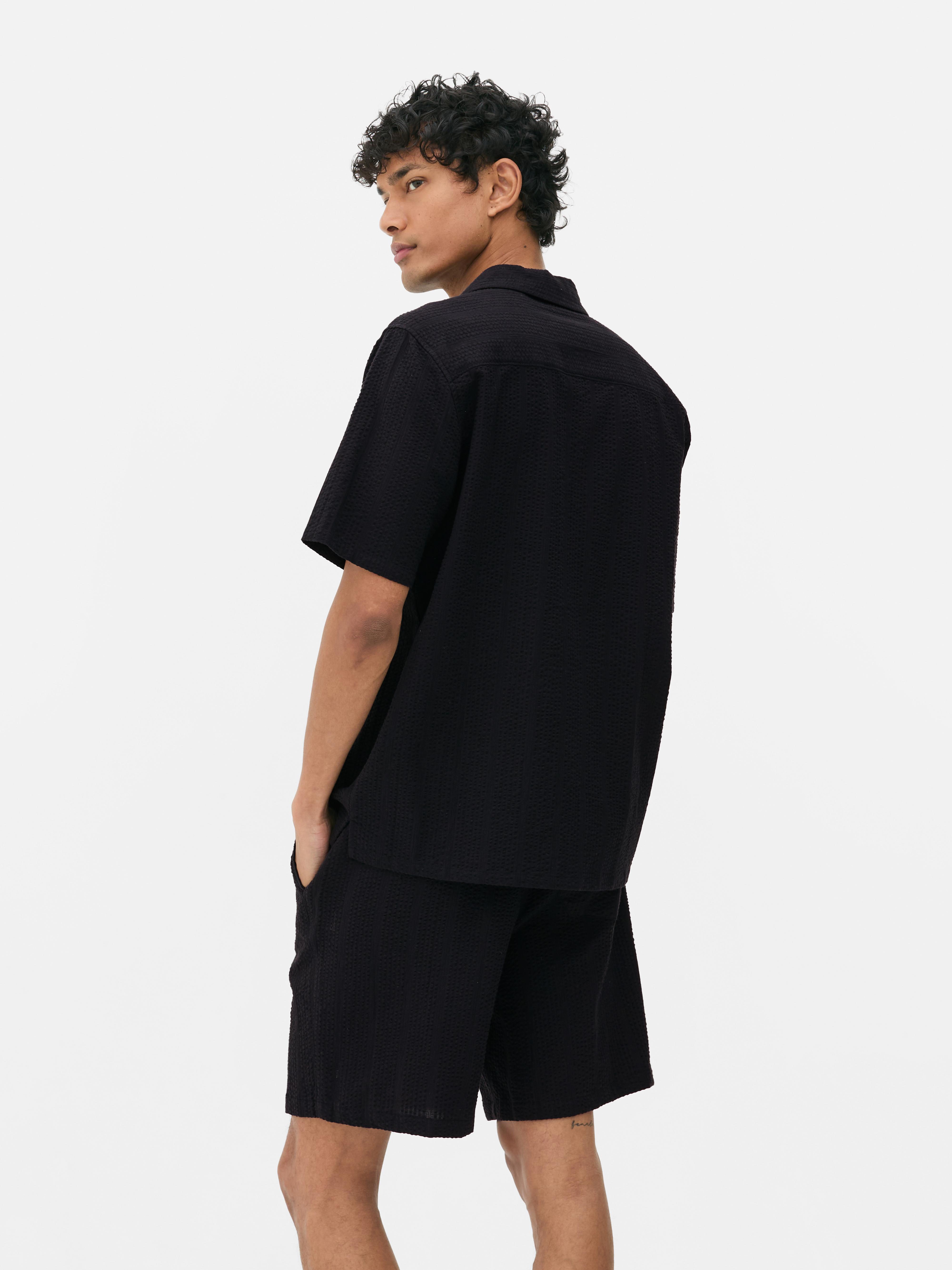 Chemise rayée en crêpe à manches courtes