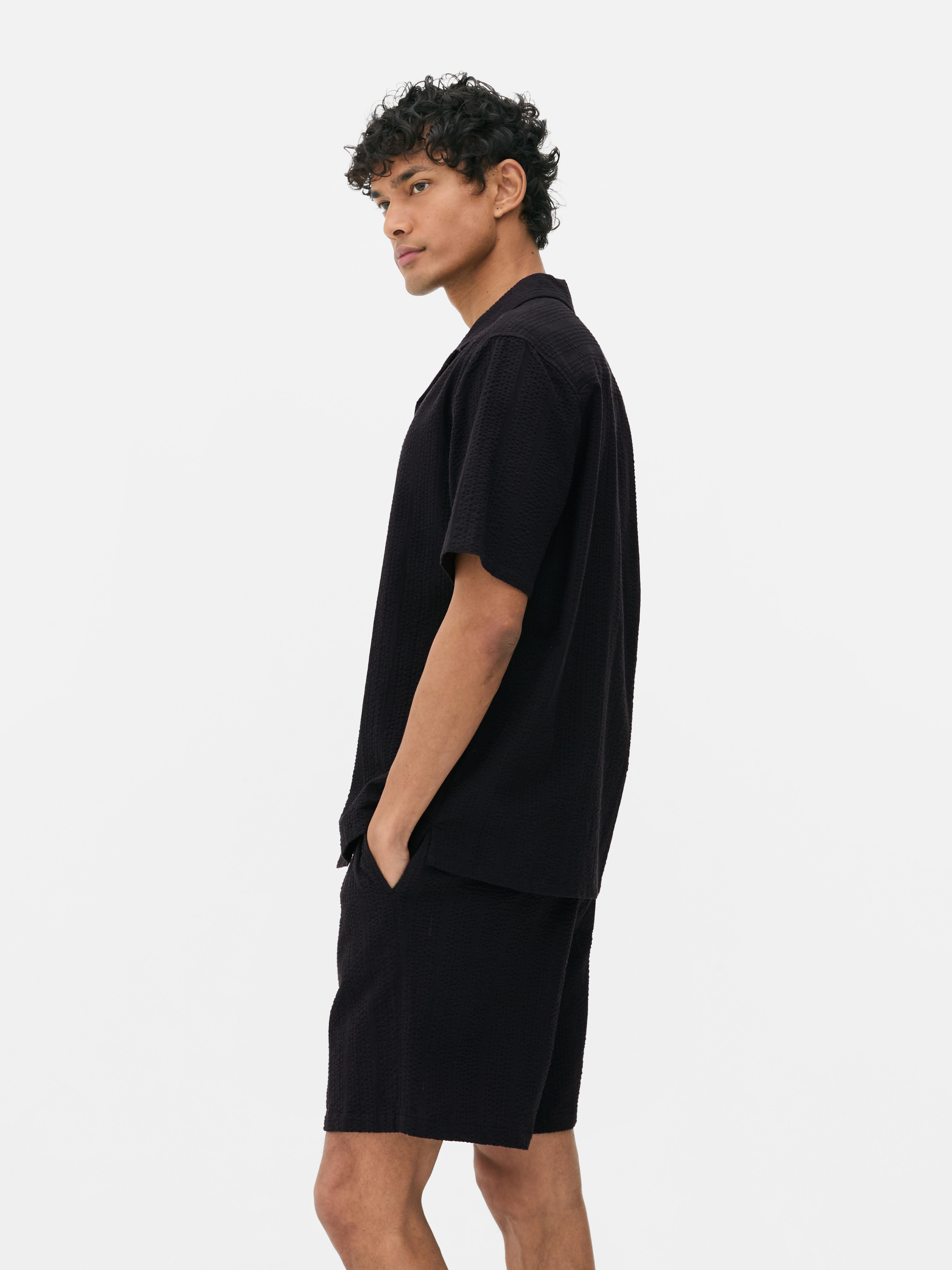 Chemise rayée en crêpe à manches courtes