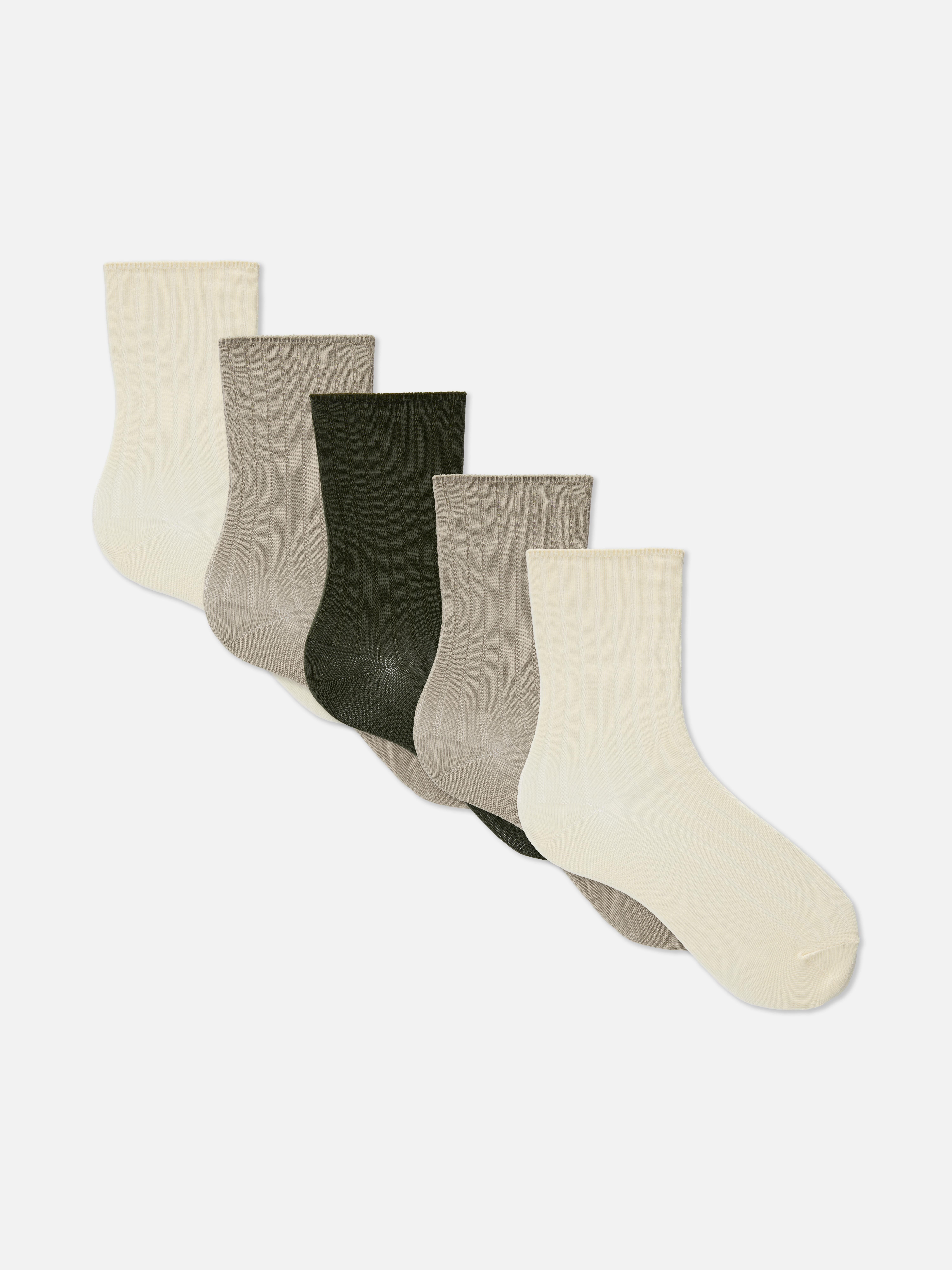 Gerippte Crew-Socken, 5er-Pack Grün
