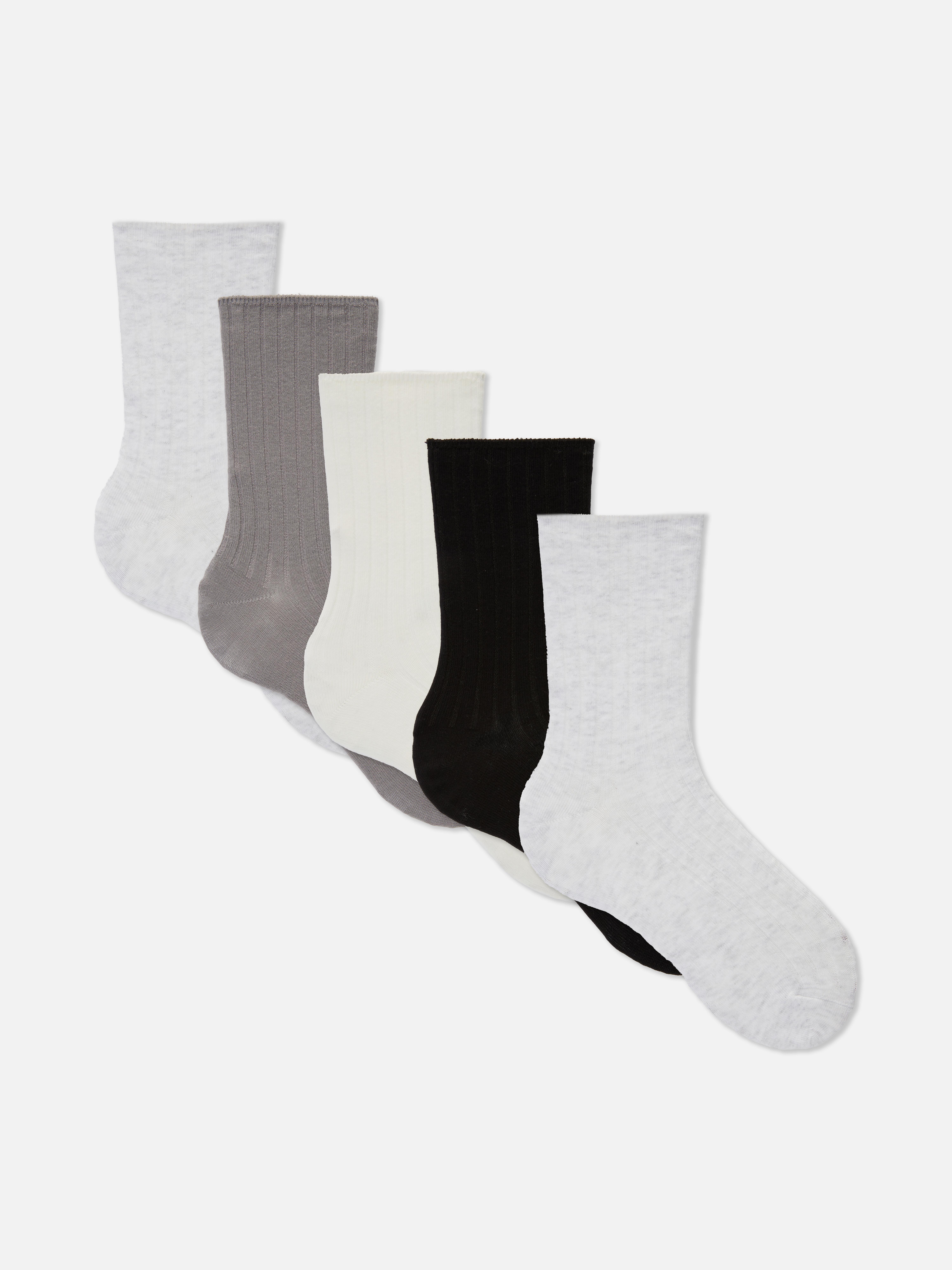 Gerippte Crew-Socken, 5er-Pack