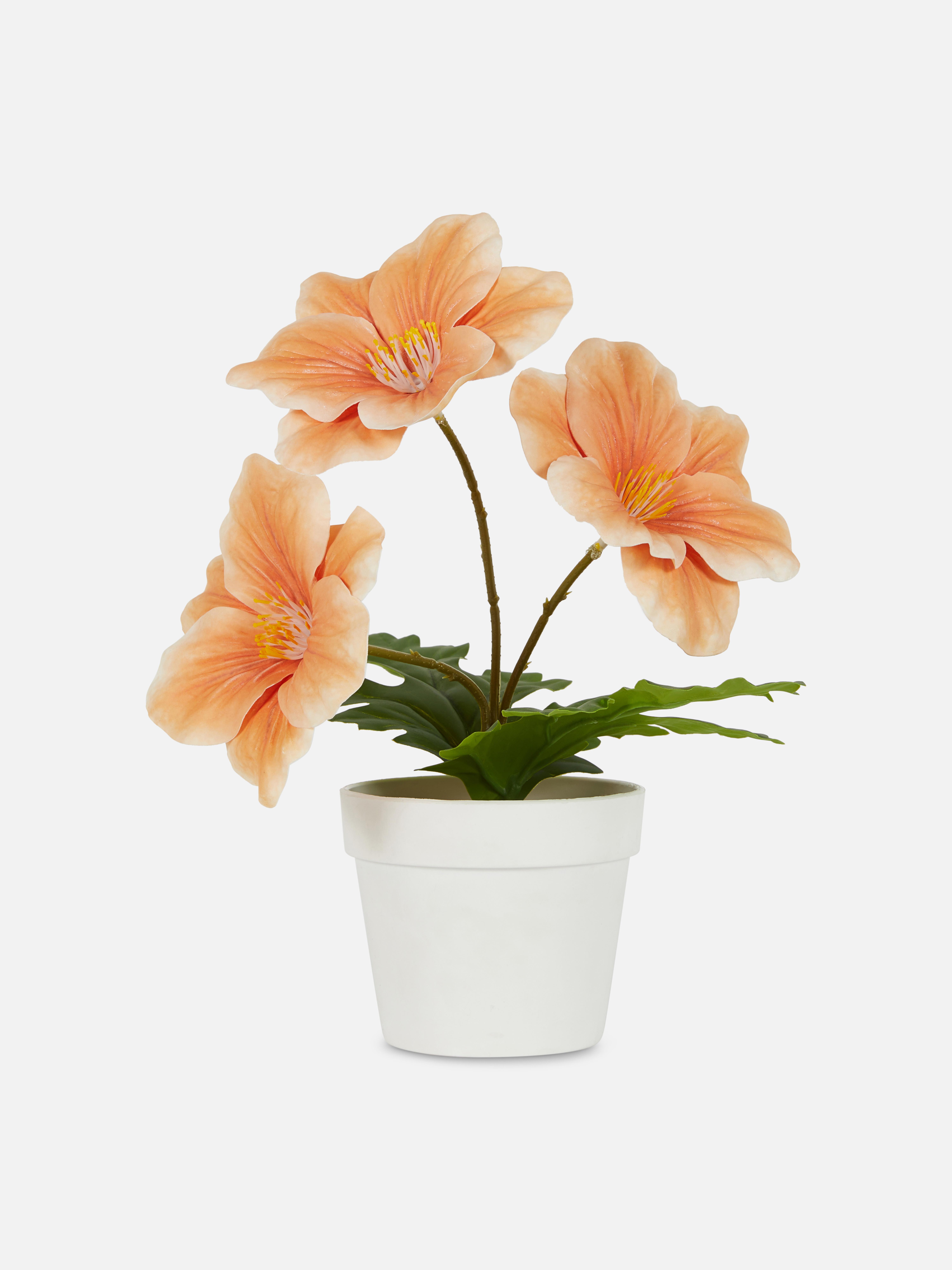Kunstblume im Kunststoff-Topf Orange