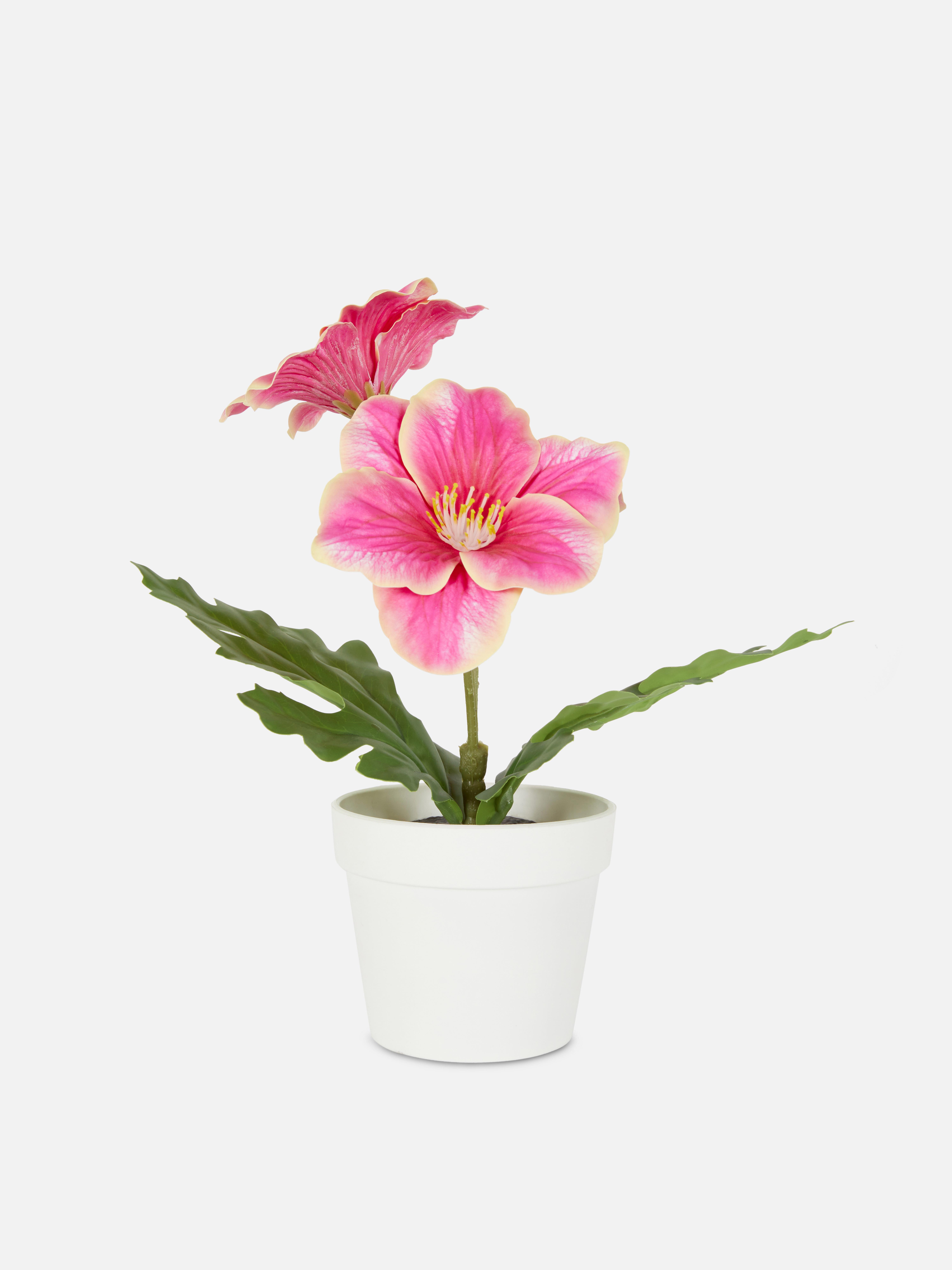 Kunstblume im Kunststoff-Topf