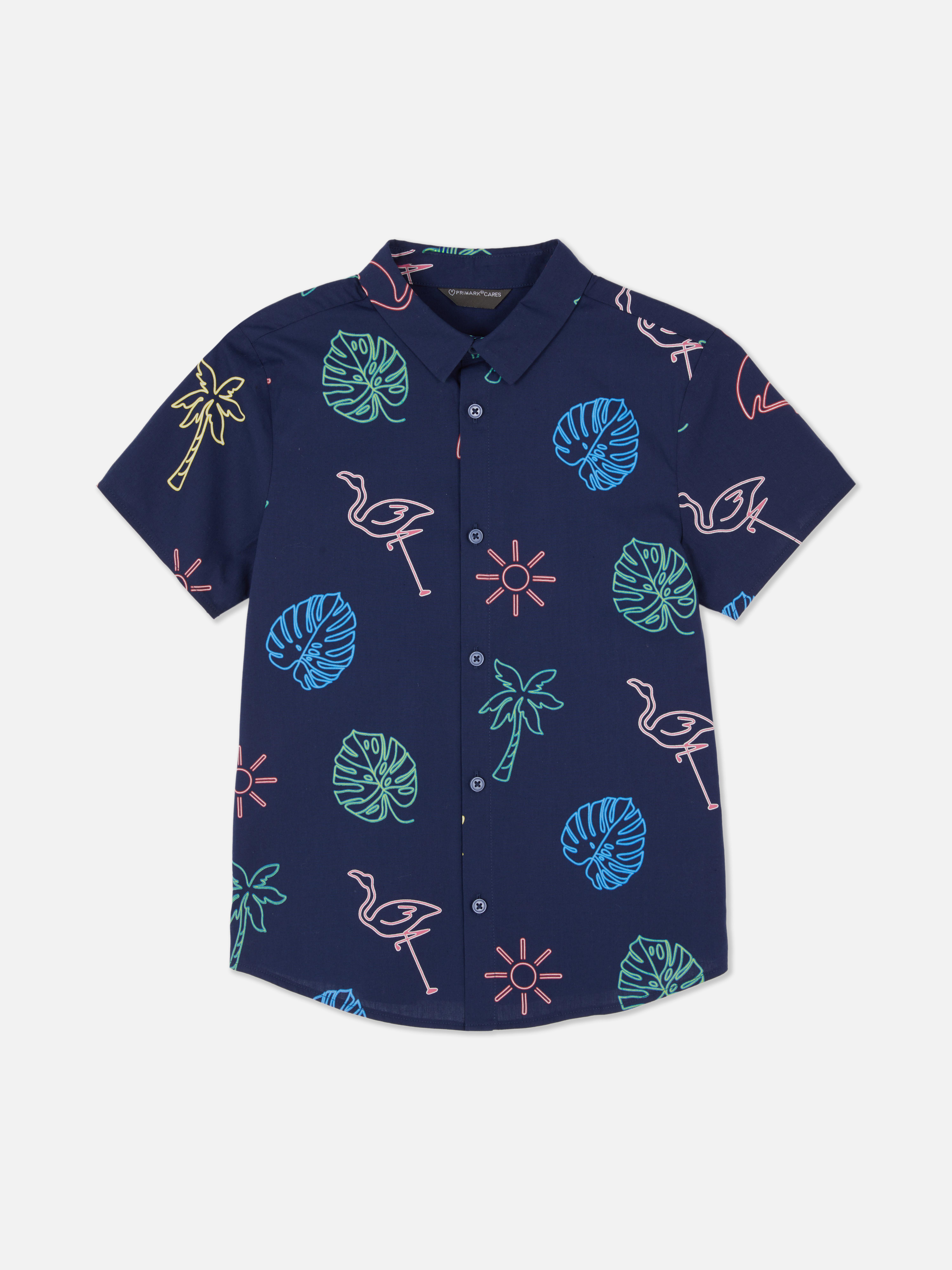 Neon overhemd met korte mouwen en patroon