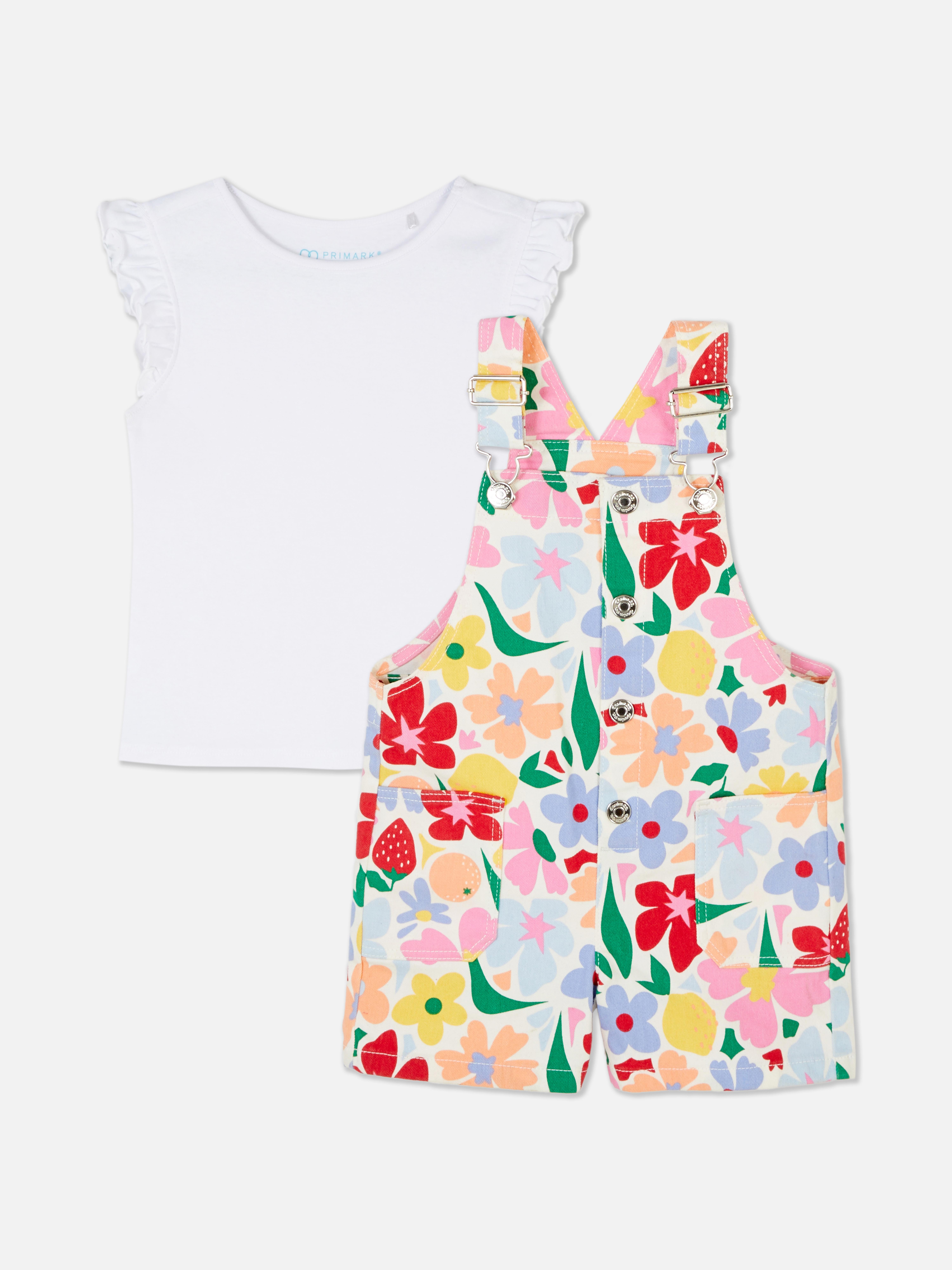 Ensemble avec salopette à fleurs