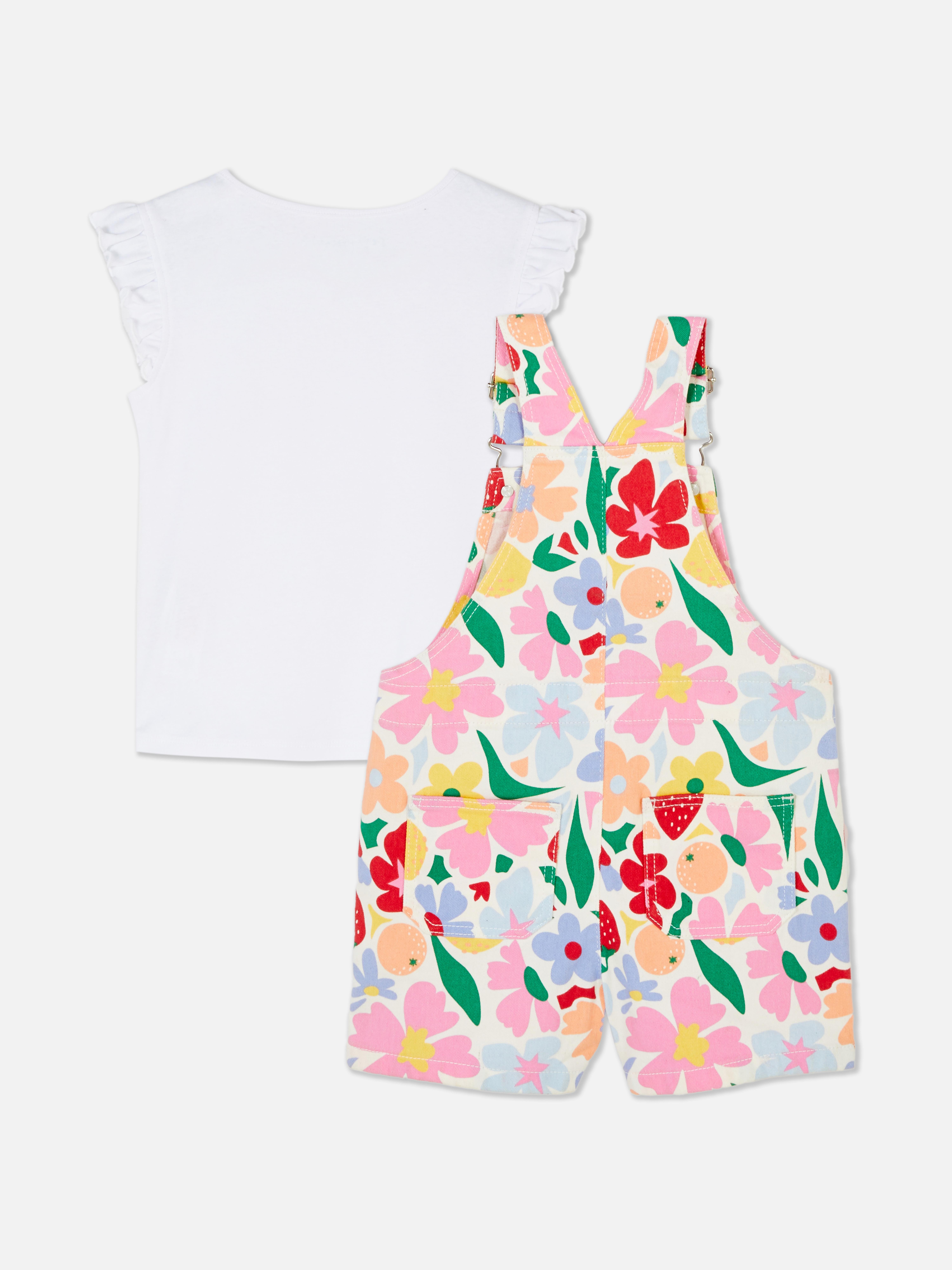 Ensemble avec salopette à fleurs