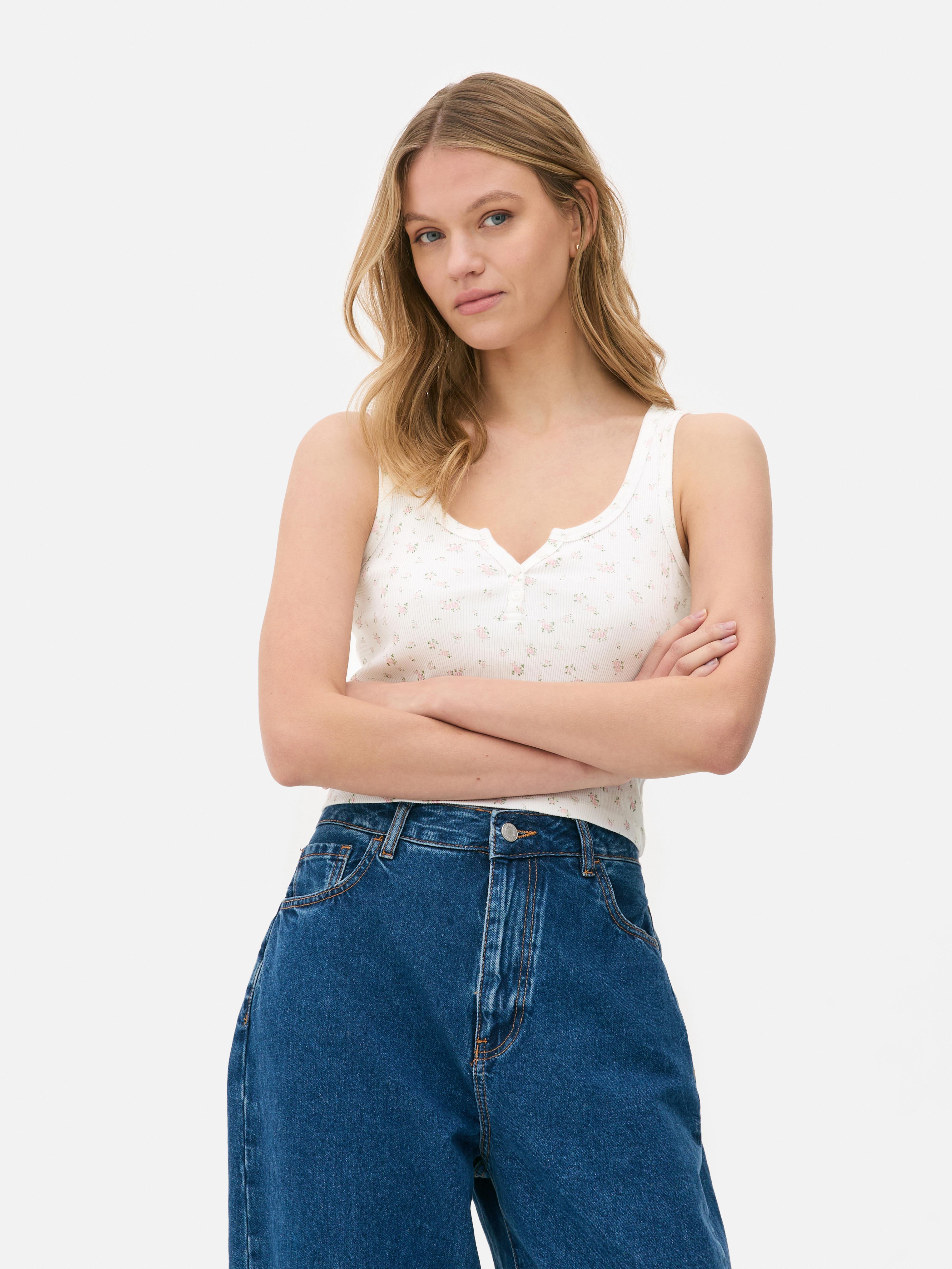 THE SET 3er-Pack T-Shirt Essentials - Geripptes Trägertop, Langarm & Kurzarm