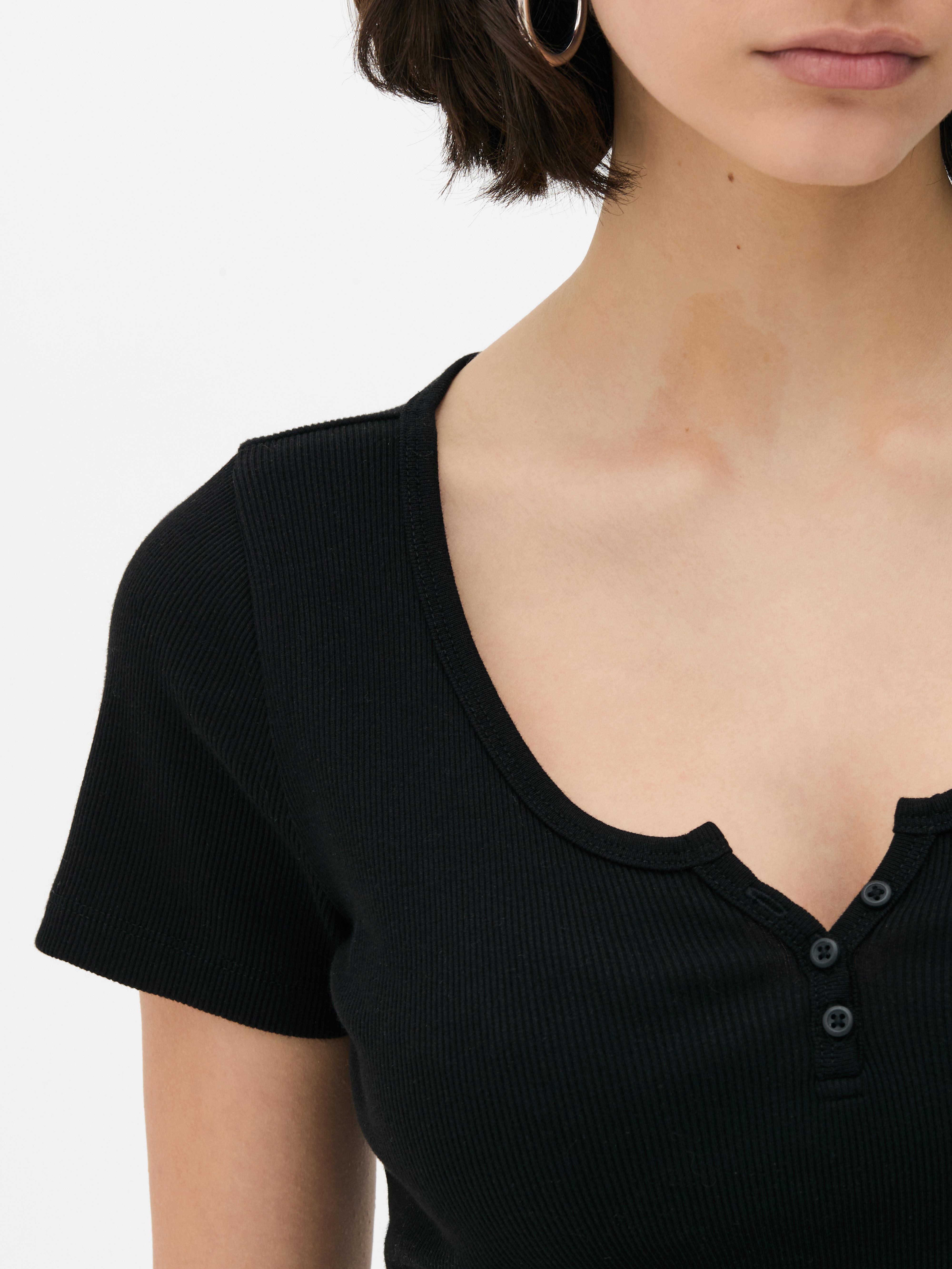 Ribbed Henley T-Shirt
