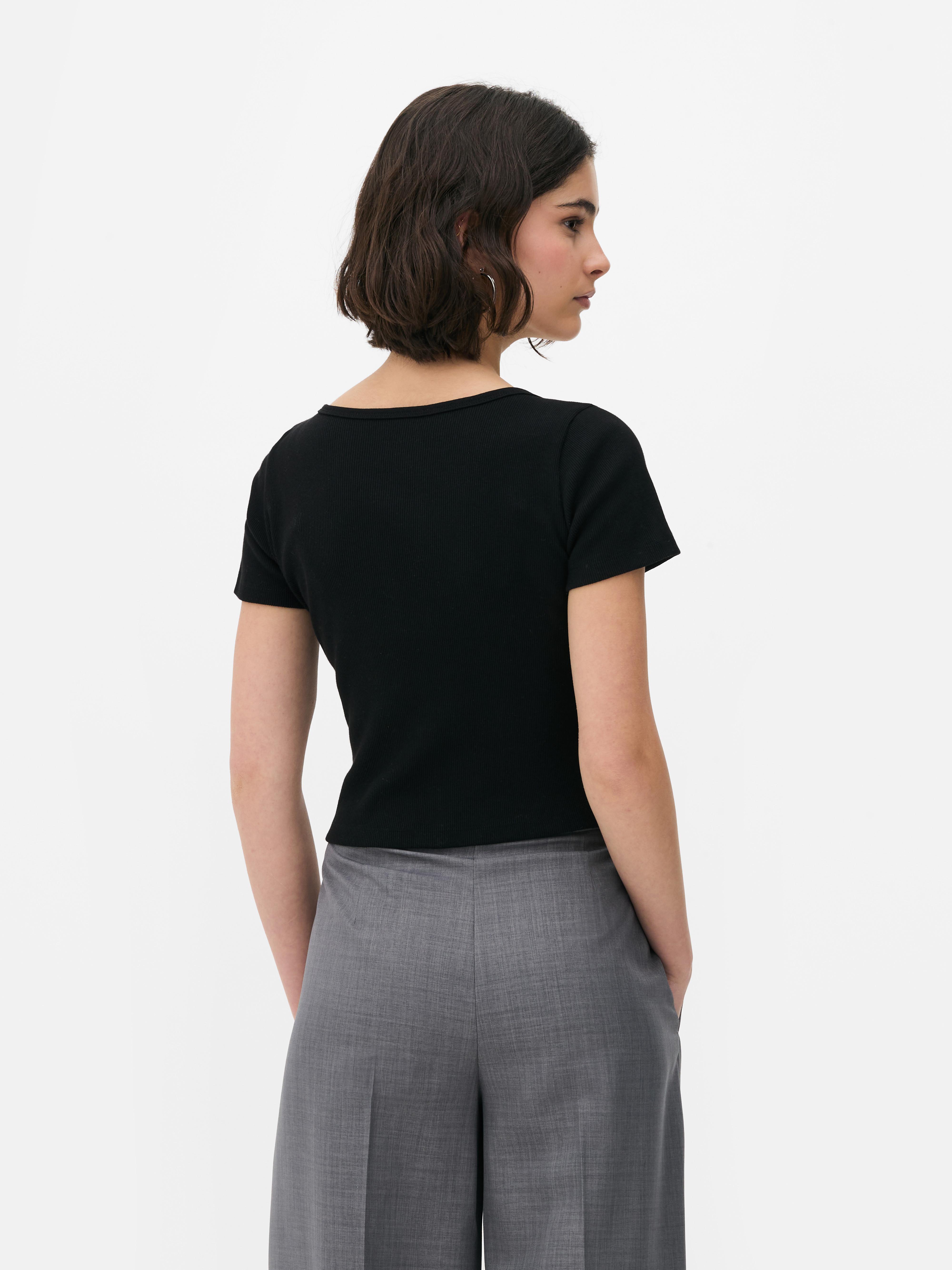 Ribbed Henley T-Shirt