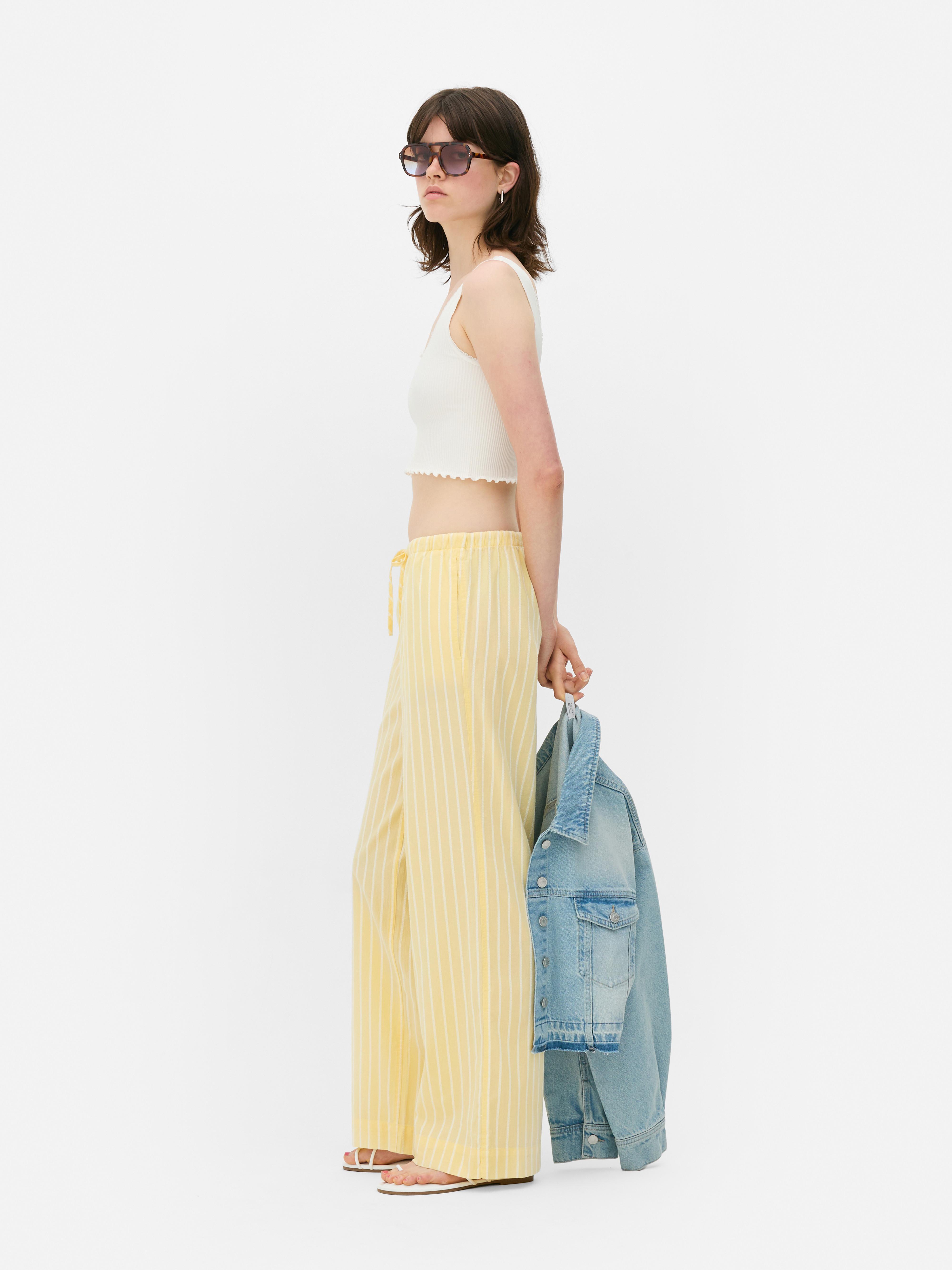 Pantalones de pernera ancha con cordón de ajuste