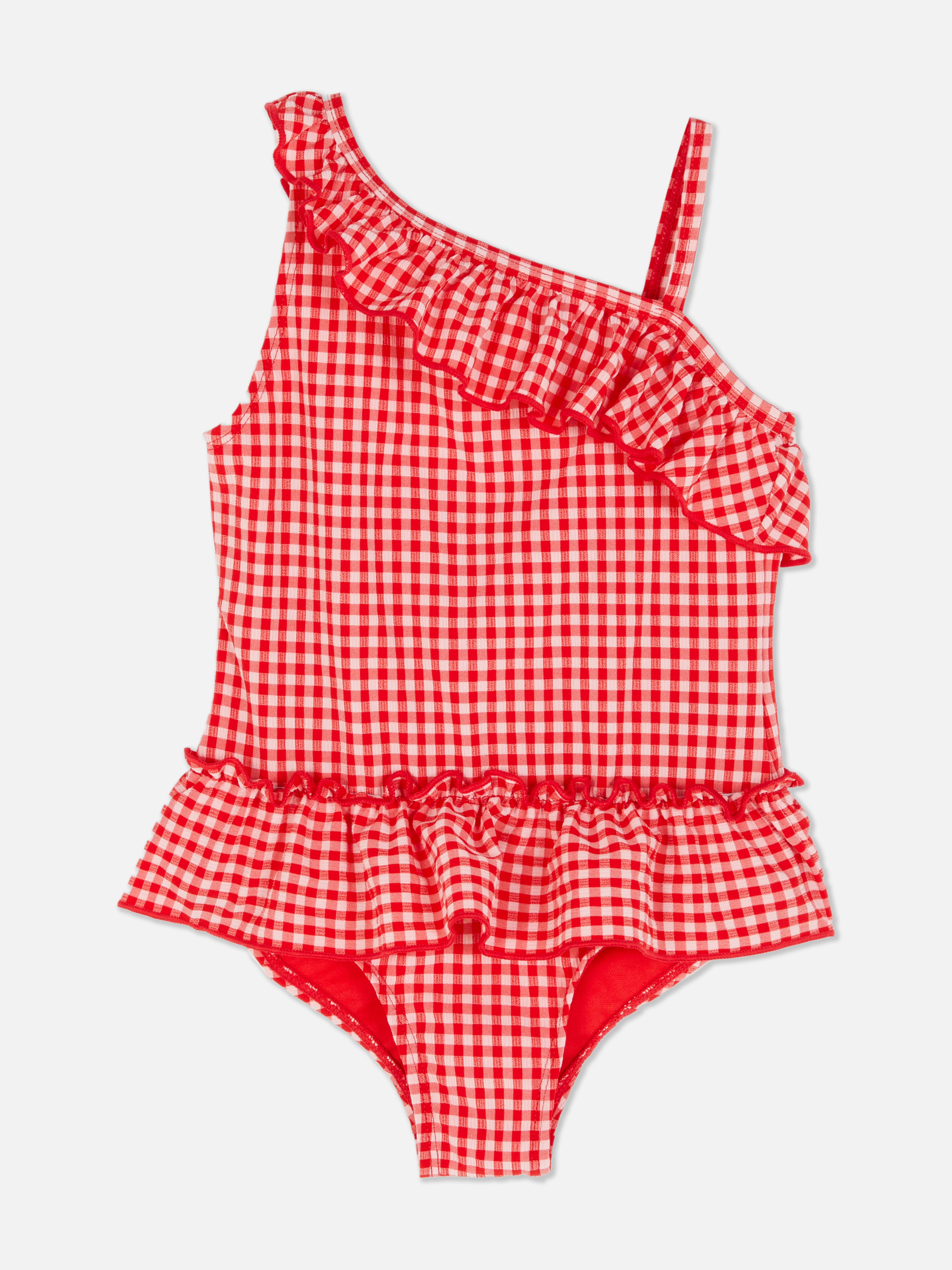 Gingham Check Ruffle Swimsuit
