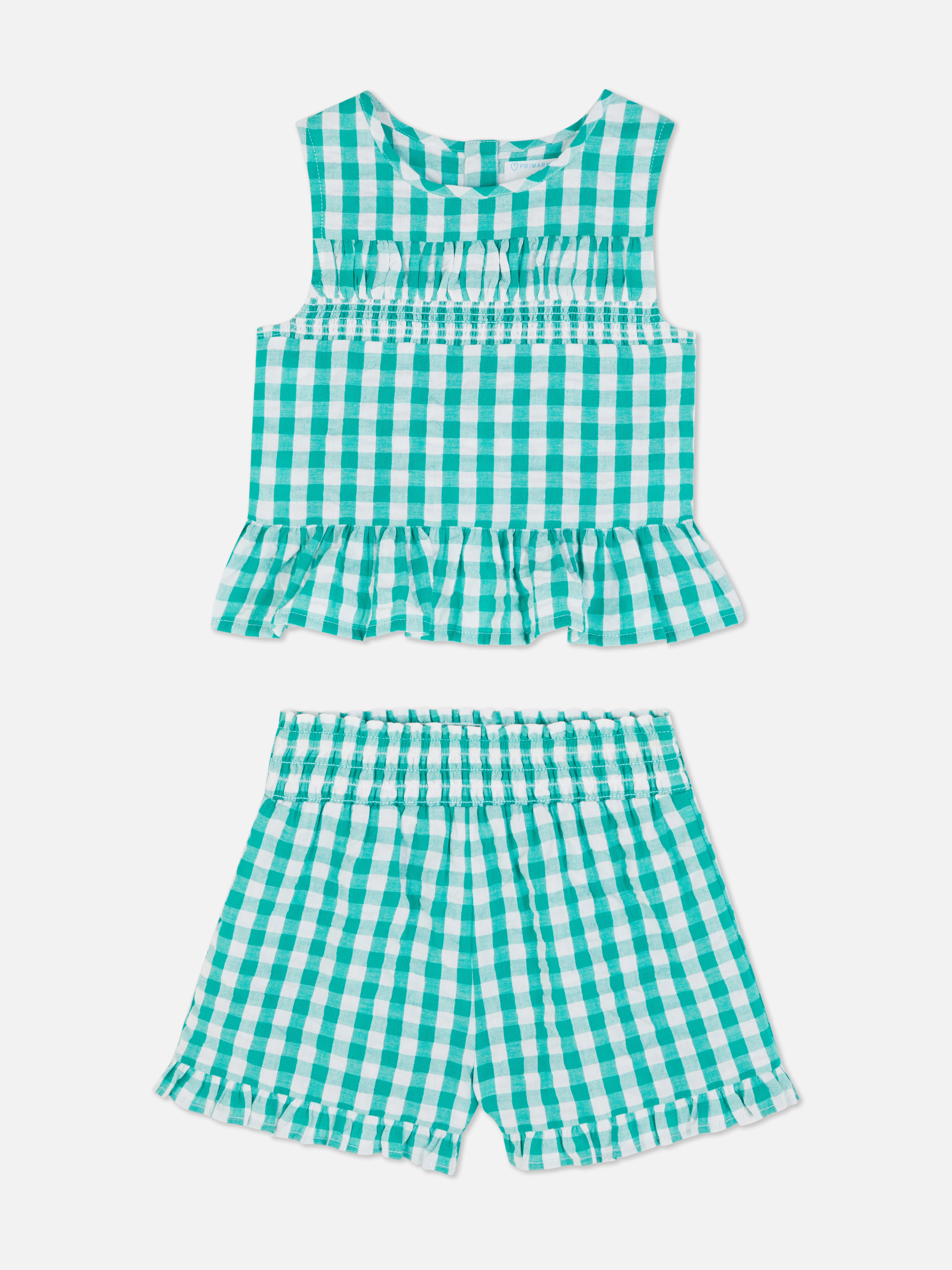Set met blouse en short met Vichy-ruitpatroon