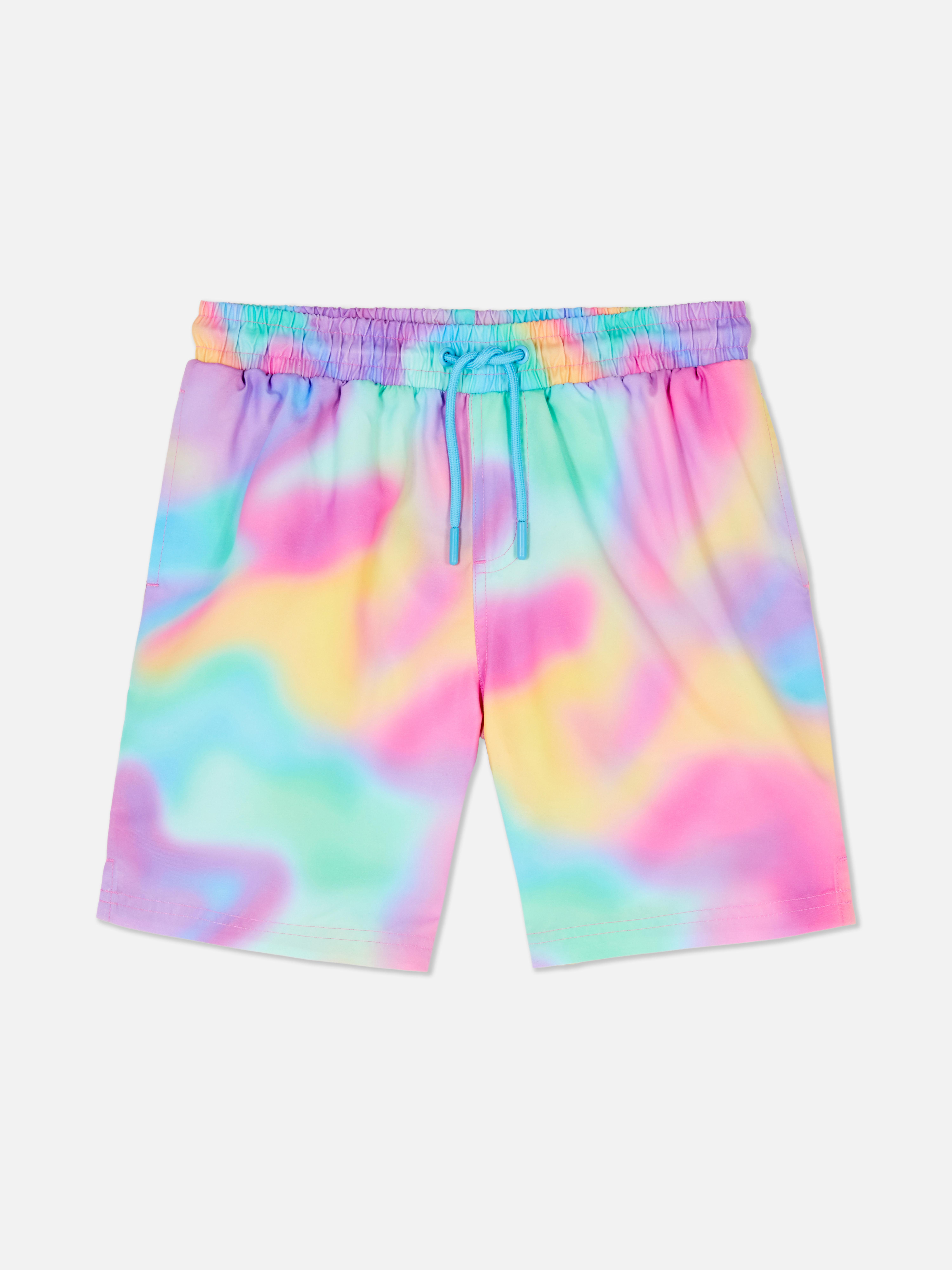 Short de bain effet tie dye à cordon de serrage
