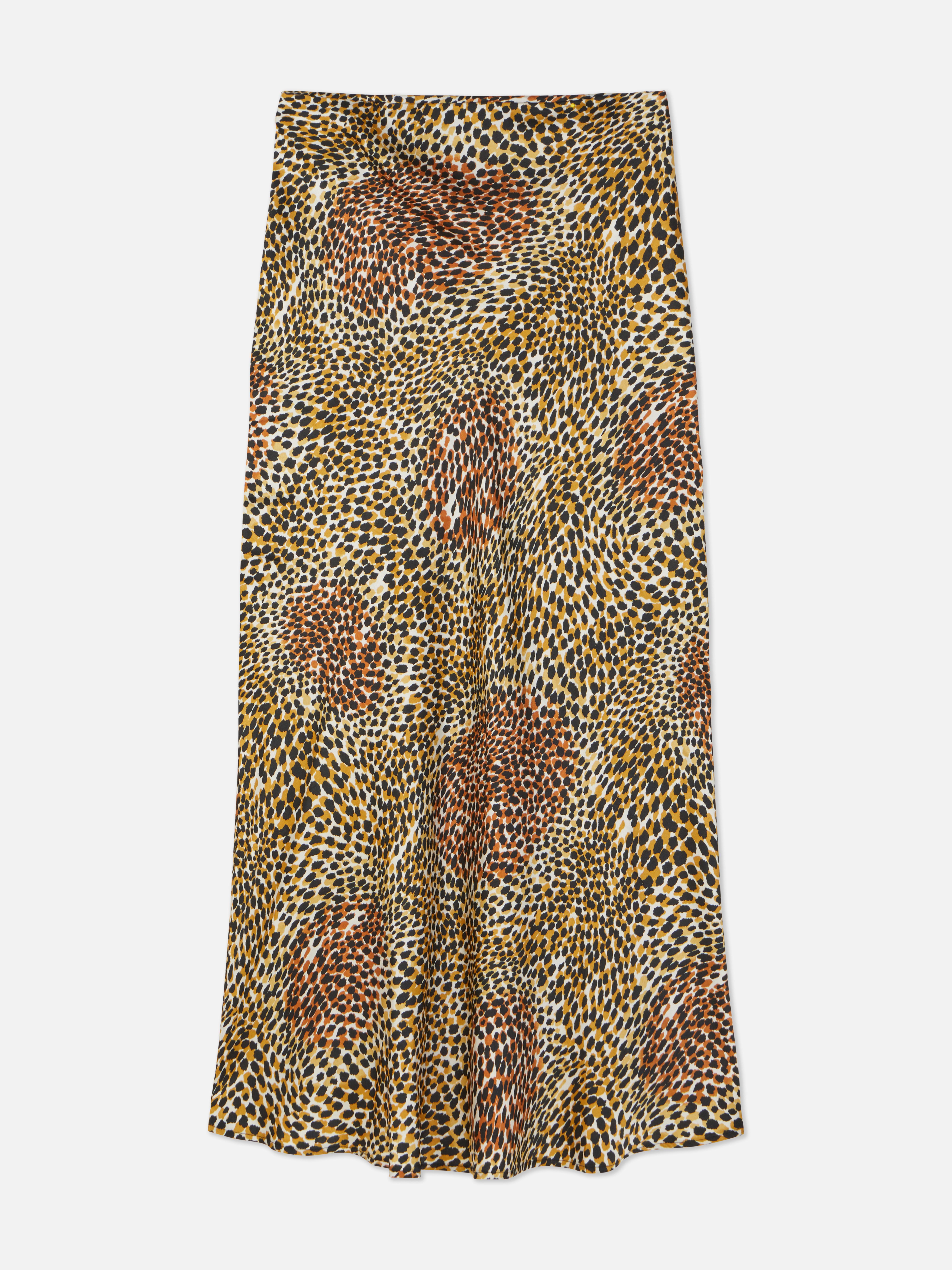 Print Satin Midi Skirt