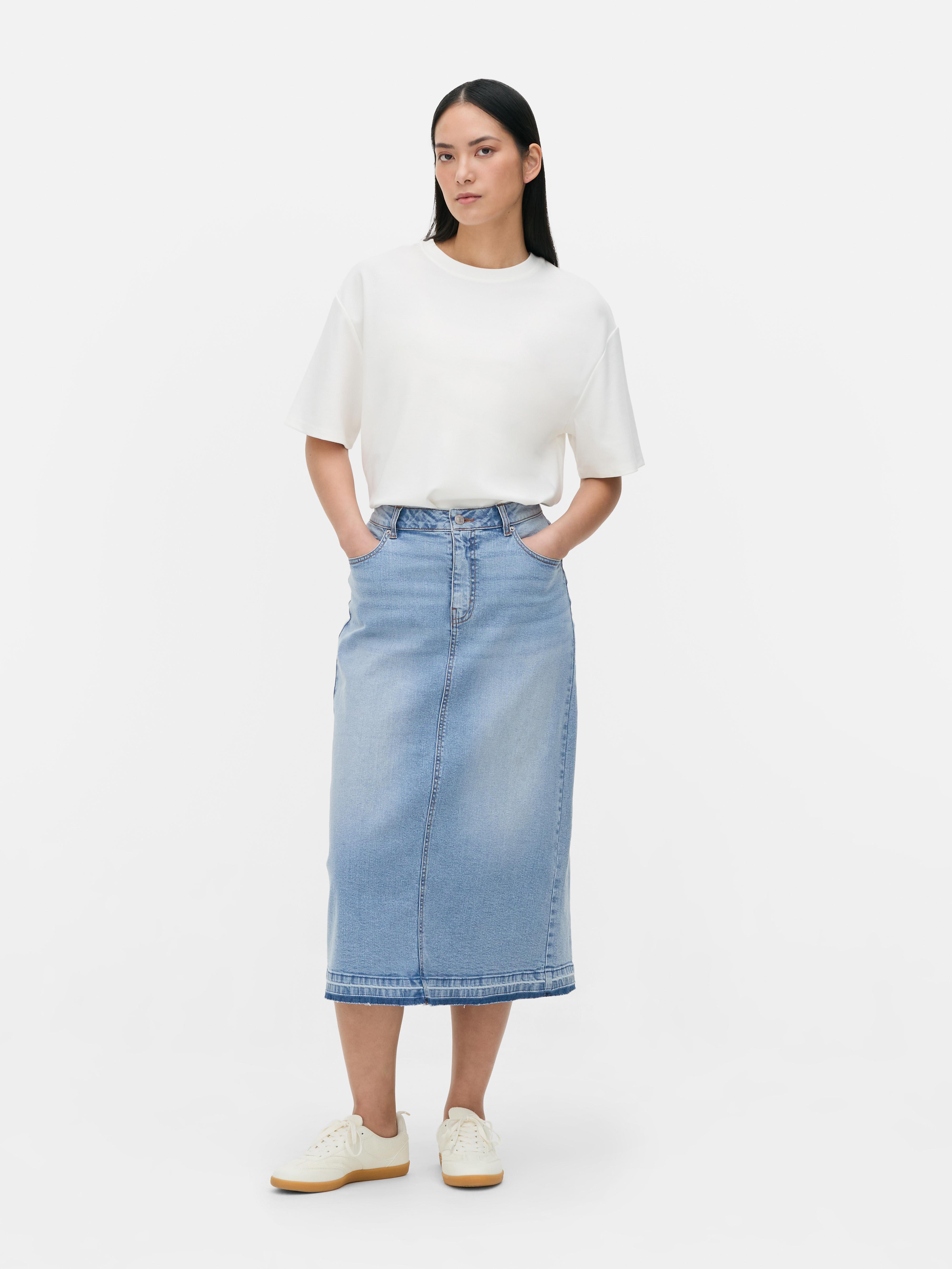 Jupe mi-longue en jean