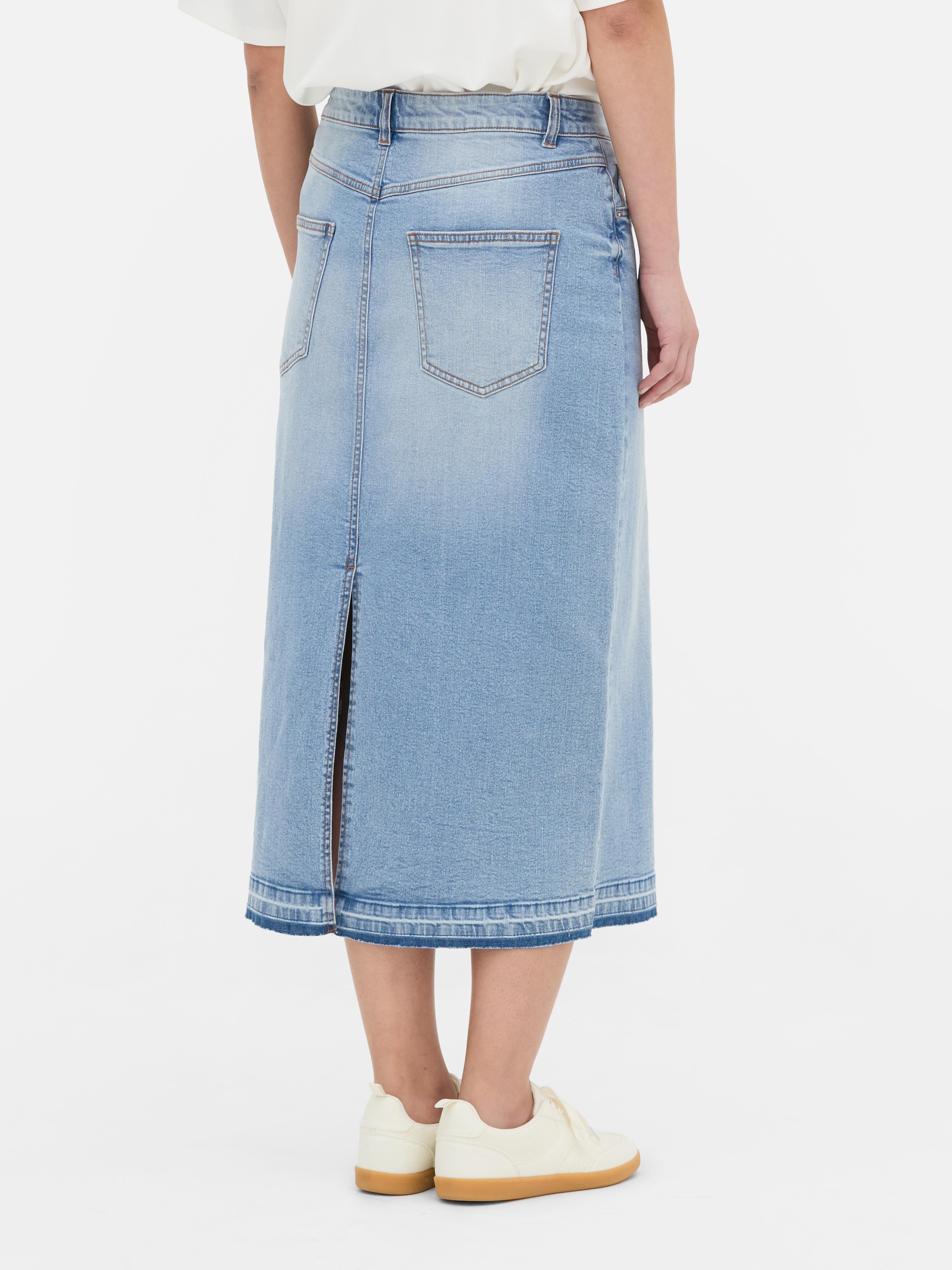 Jupe mi-longue en jean