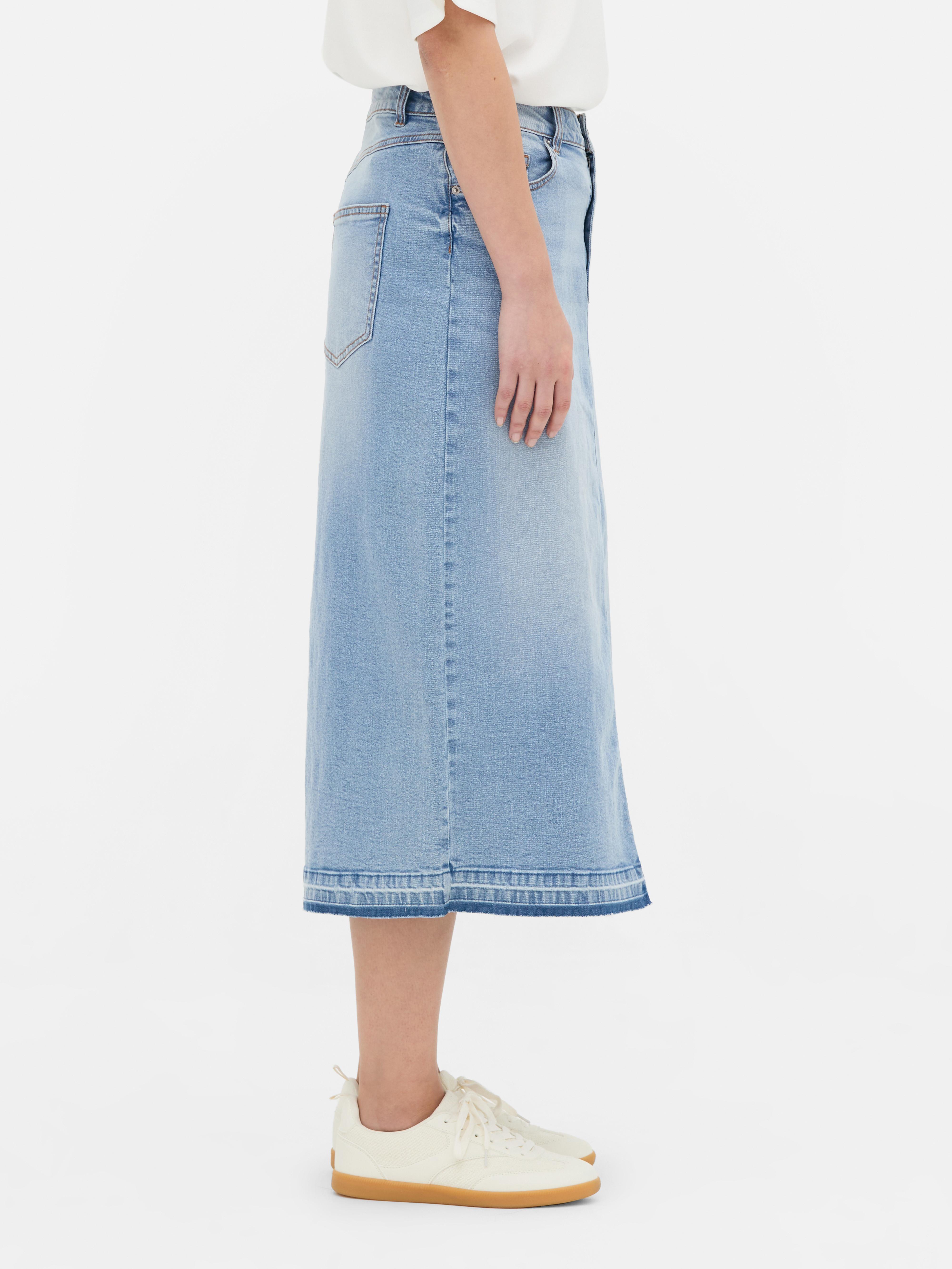 Jupe mi-longue en jean