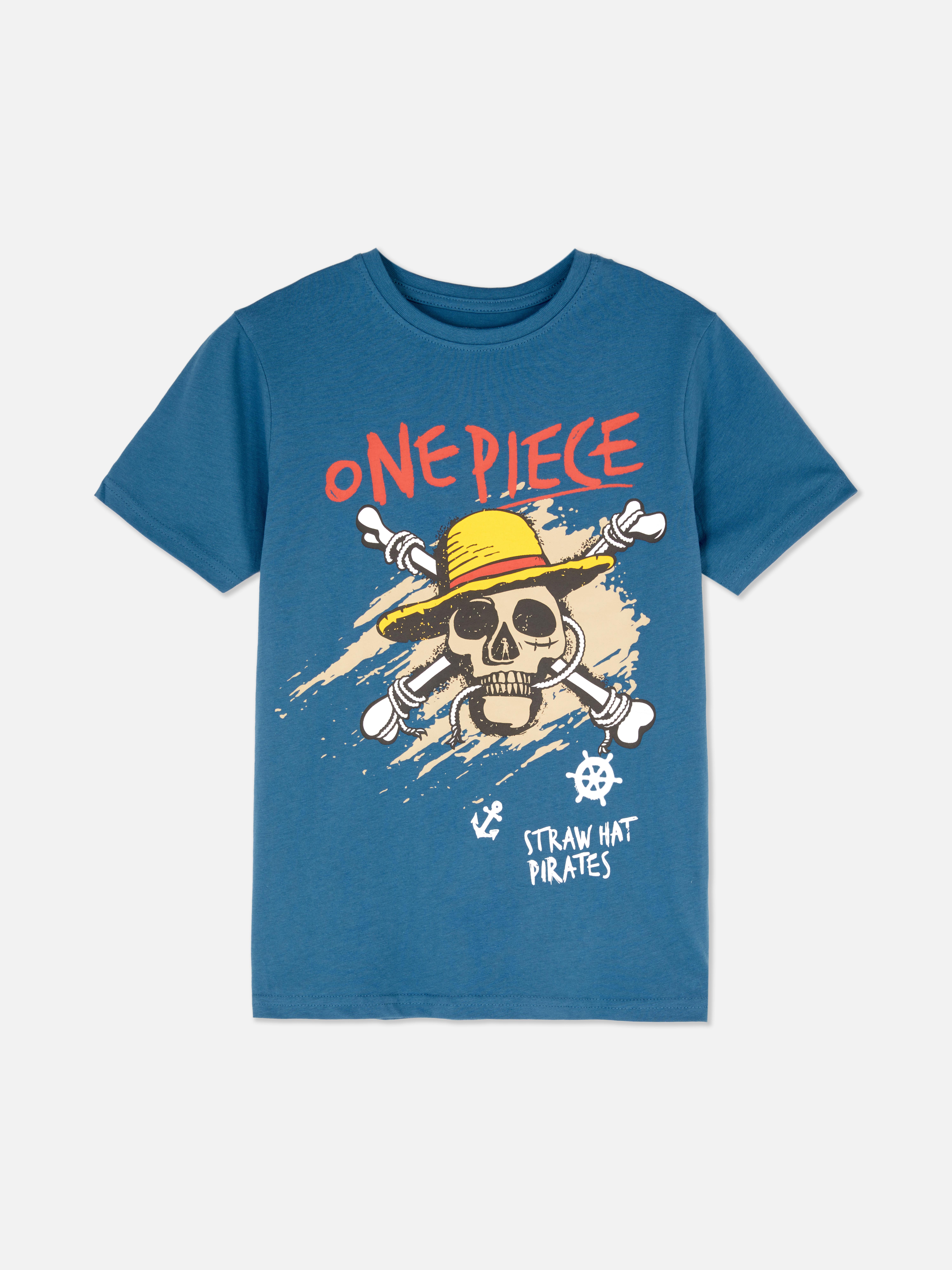 „One-Piece“ T-Shirt mit Strohhut-Flagge